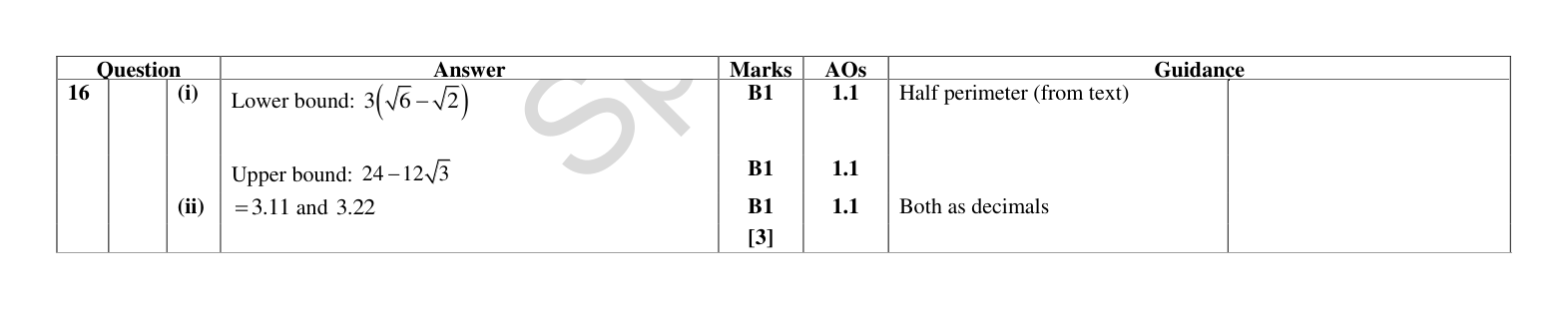 Mark scheme for Q16