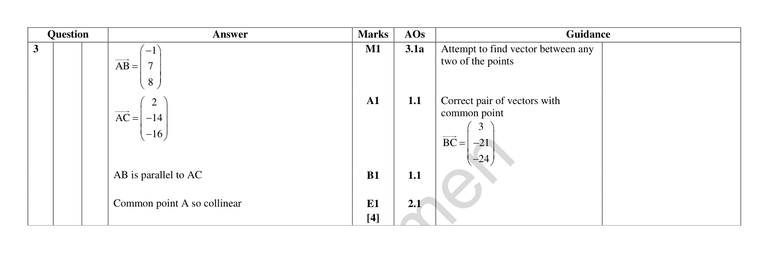 Mark scheme for Q3