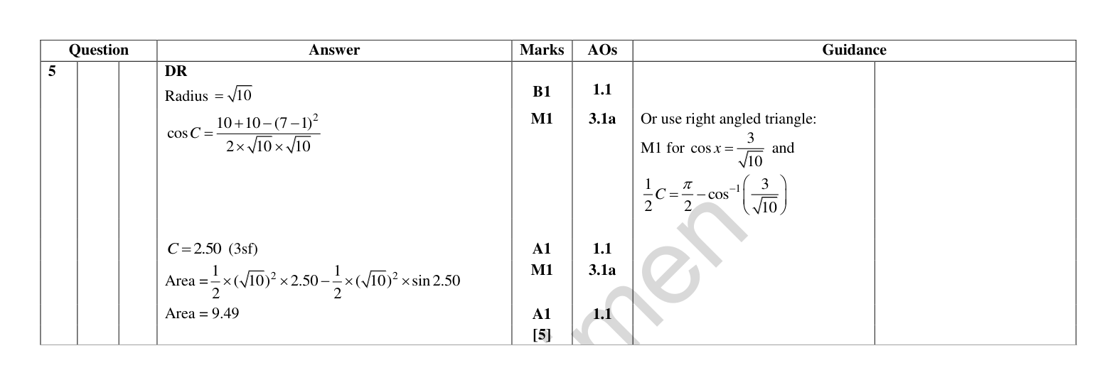 Mark scheme for Q5