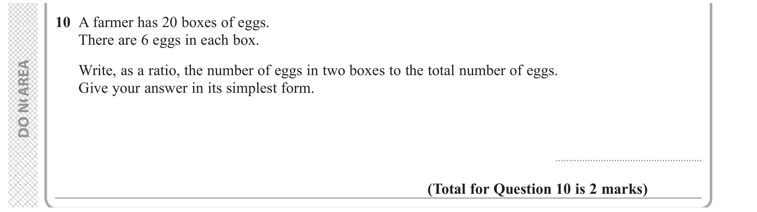 Question 10 — Ratios — Edexcel GCSE June 2017