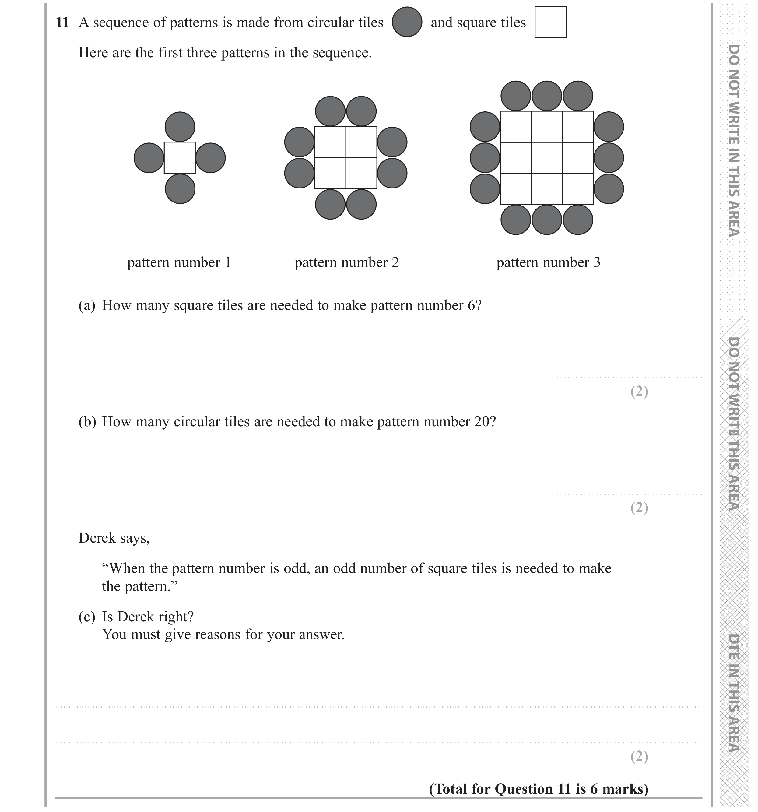 Question 11 — Sequences — Edexcel GCSE June 2017