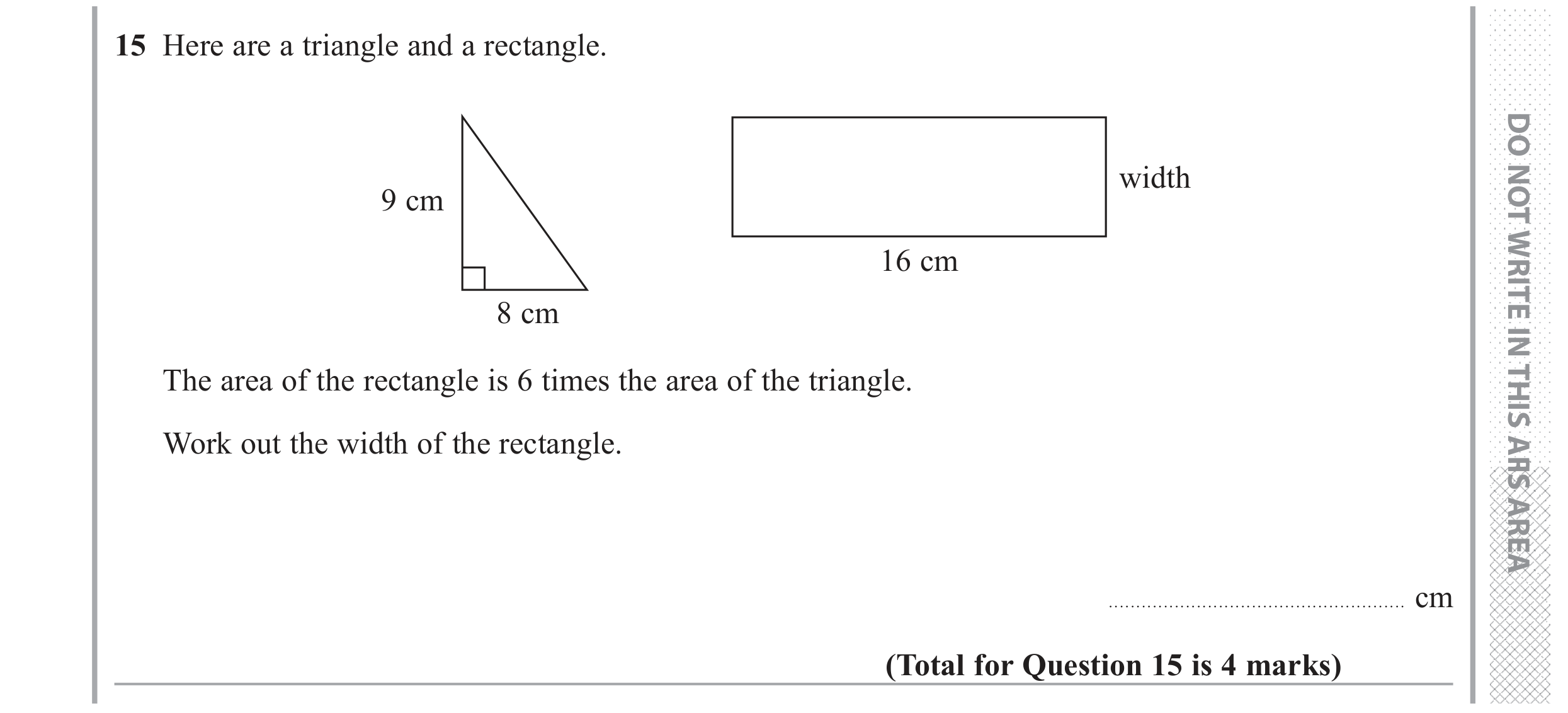 Question 15 — Perimeter and Area — Edexcel GCSE June 2017