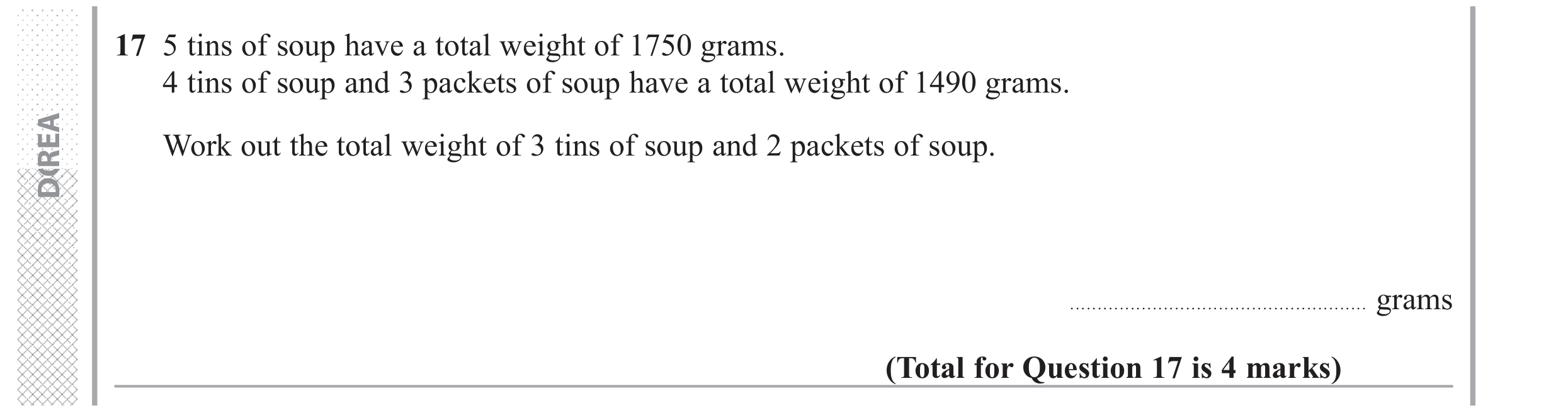 Question 17 — Stray — Edexcel GCSE June 2017