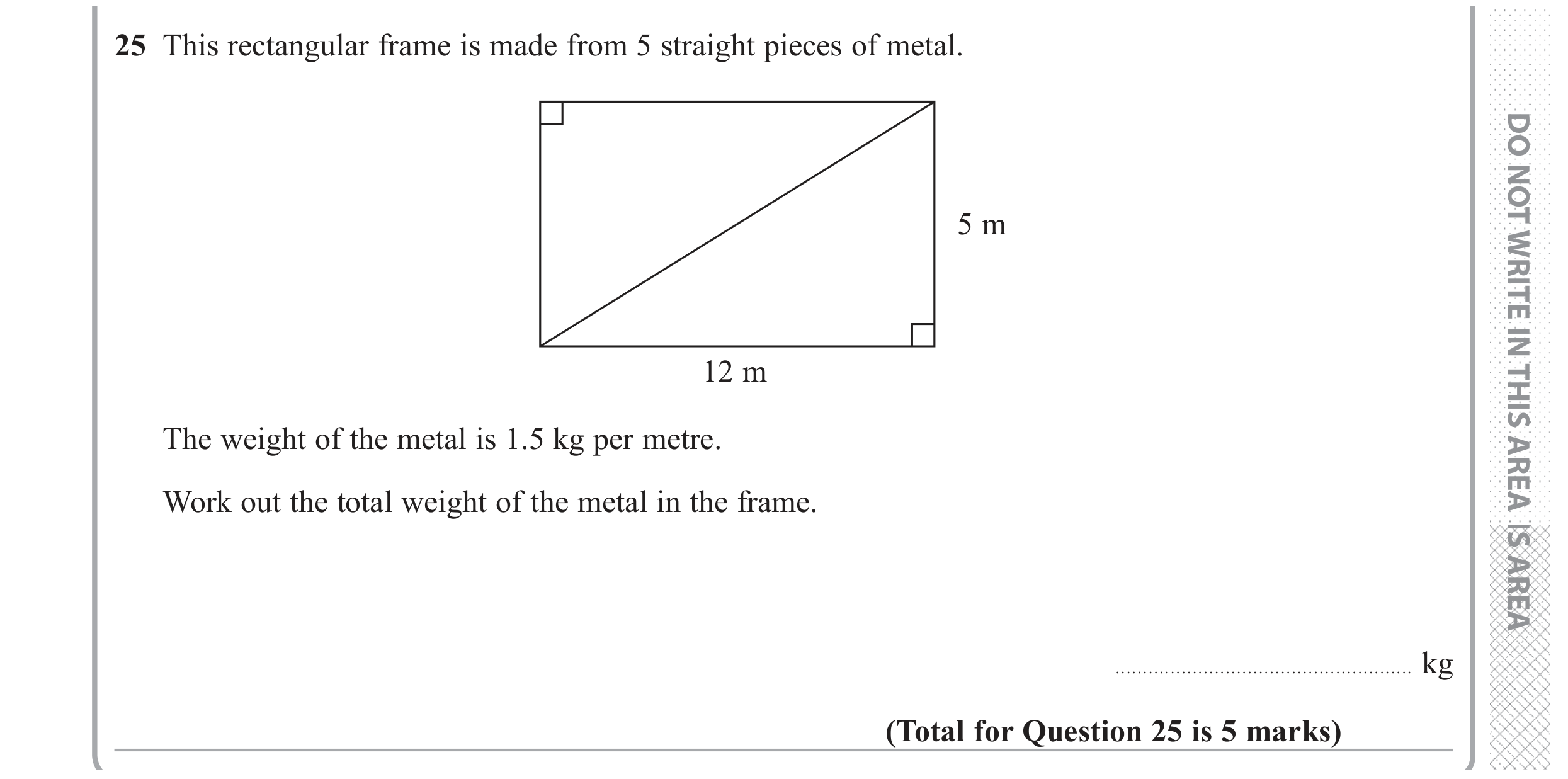 Question 25 — Pythagoras — Edexcel GCSE June 2017