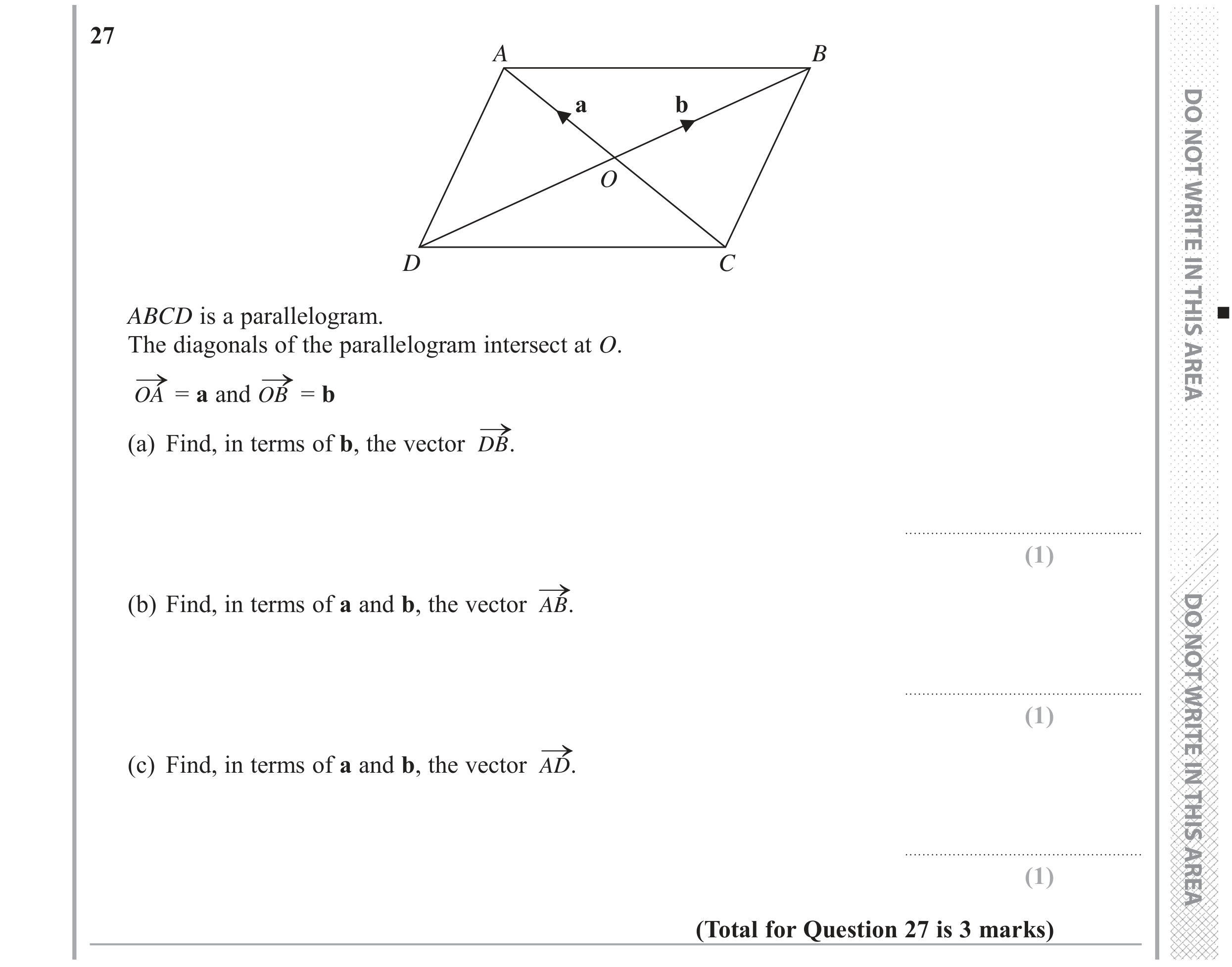 Question 27 — Vectors — Edexcel GCSE June 2017