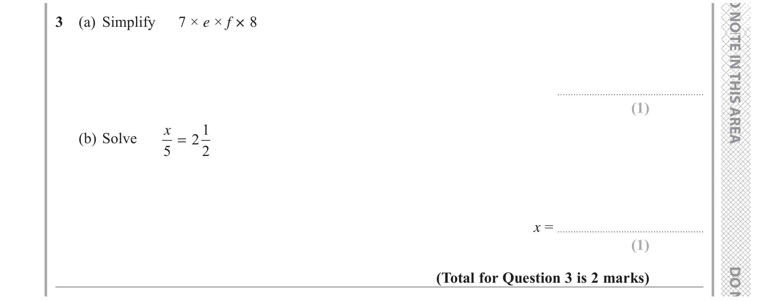 Question 3 — Factorise/Expand/Simplify, Linear Equations — Edexcel GCSE June 2017