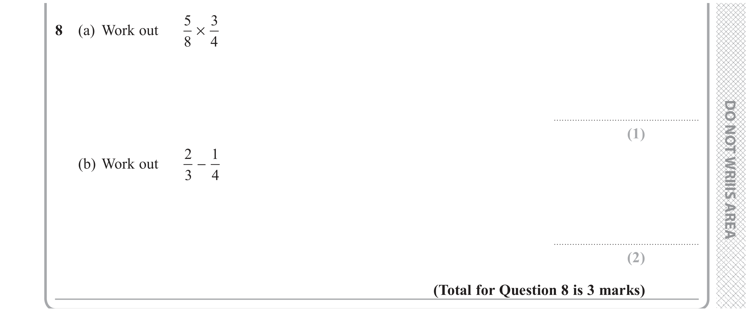 Question 8 — Fractions — Edexcel GCSE June 2017