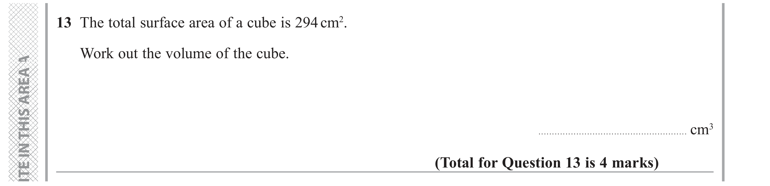 Question 13 — Surface Area and Volume — Edexcel GCSE November 2017