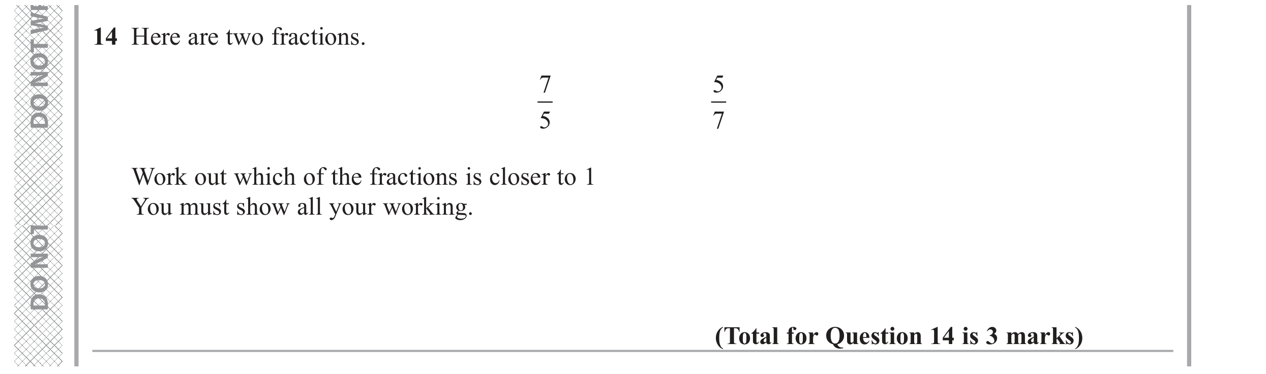 Question 14 — Fractions — Edexcel GCSE November 2017