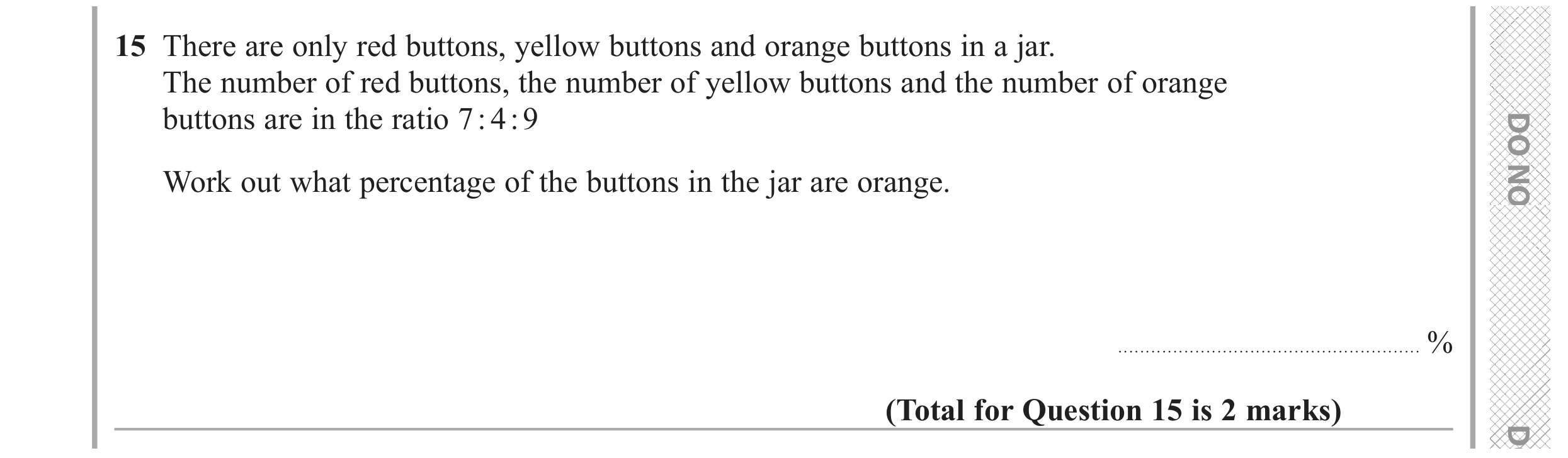 Question 15 — Ratios, Percentages — Edexcel GCSE November 2017
