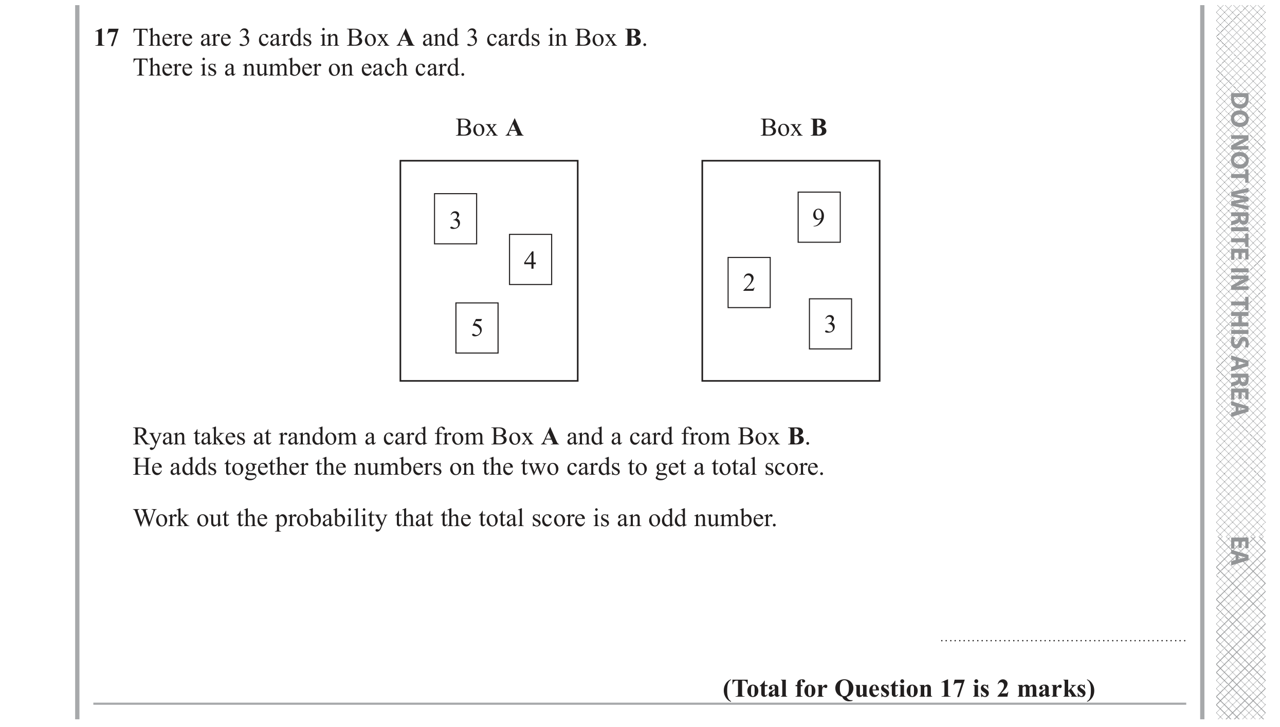 Question 17 — Probability — Edexcel GCSE November 2017
