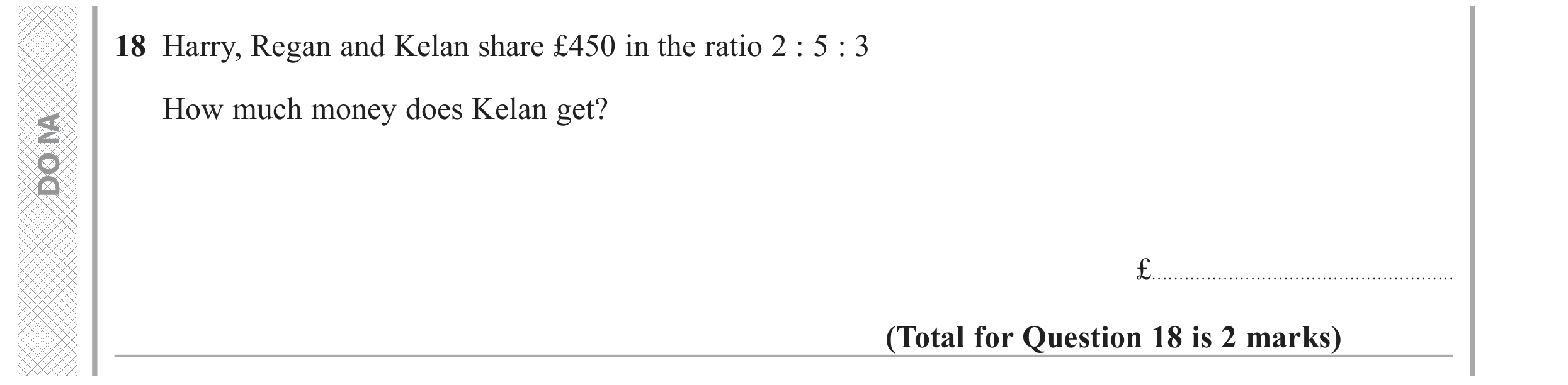 Question 18 — Ratios — Edexcel GCSE November 2017
