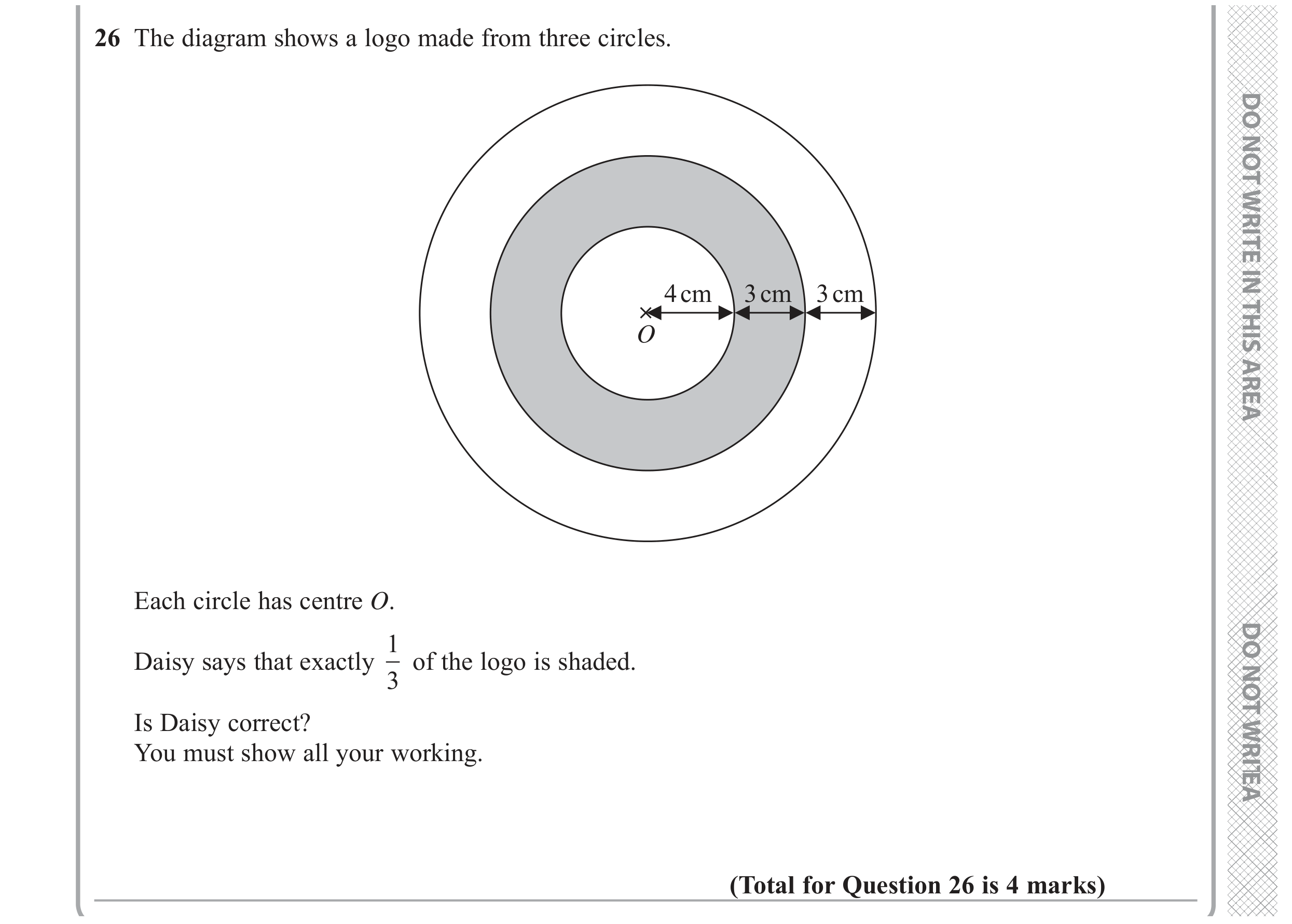 Question 26 — Circles, Perimeter and Area — Edexcel GCSE November 2017