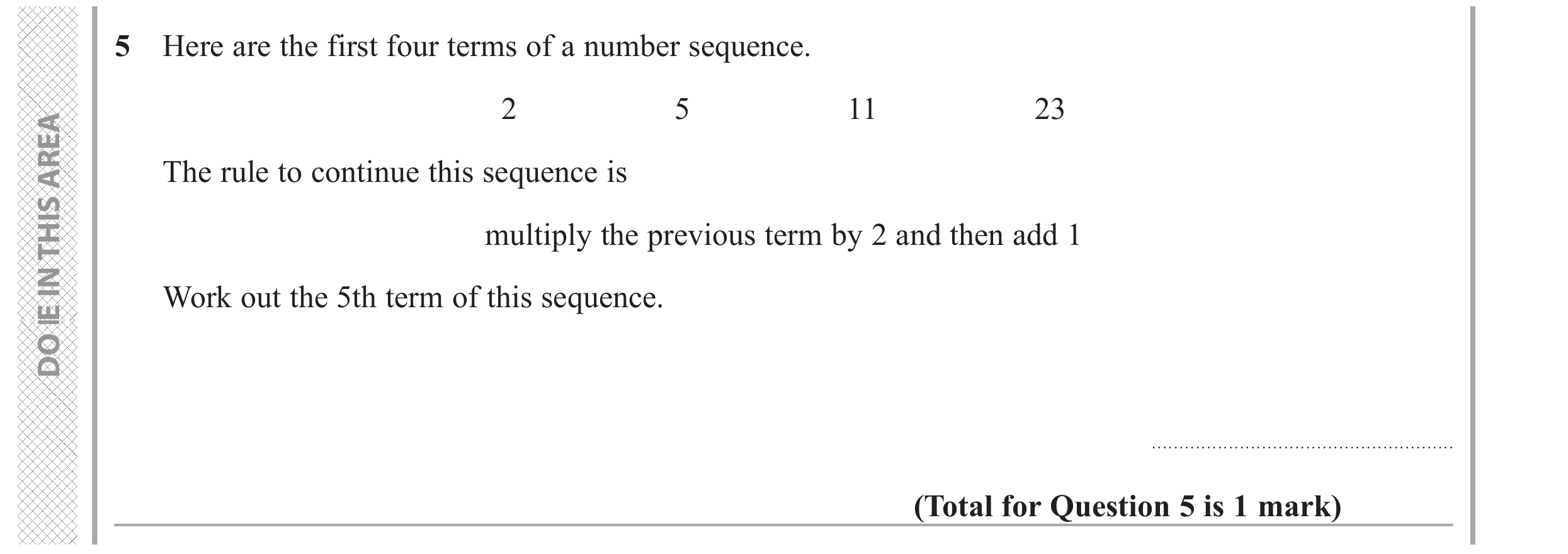 Question 5 — Sequences — Edexcel GCSE November 2017