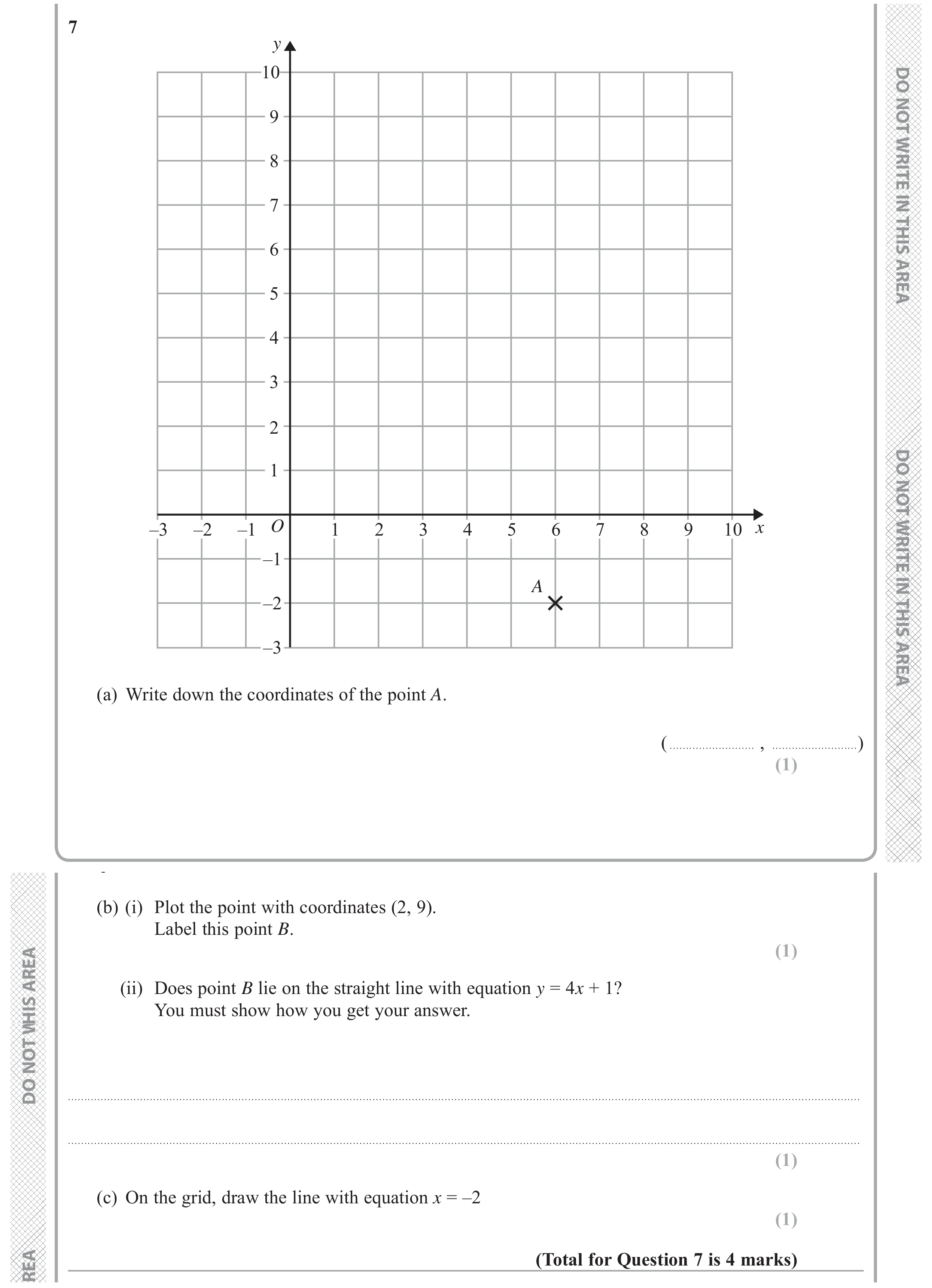 Question 7 — Coordinates, Straight Line Graphs — Edexcel GCSE November 2017