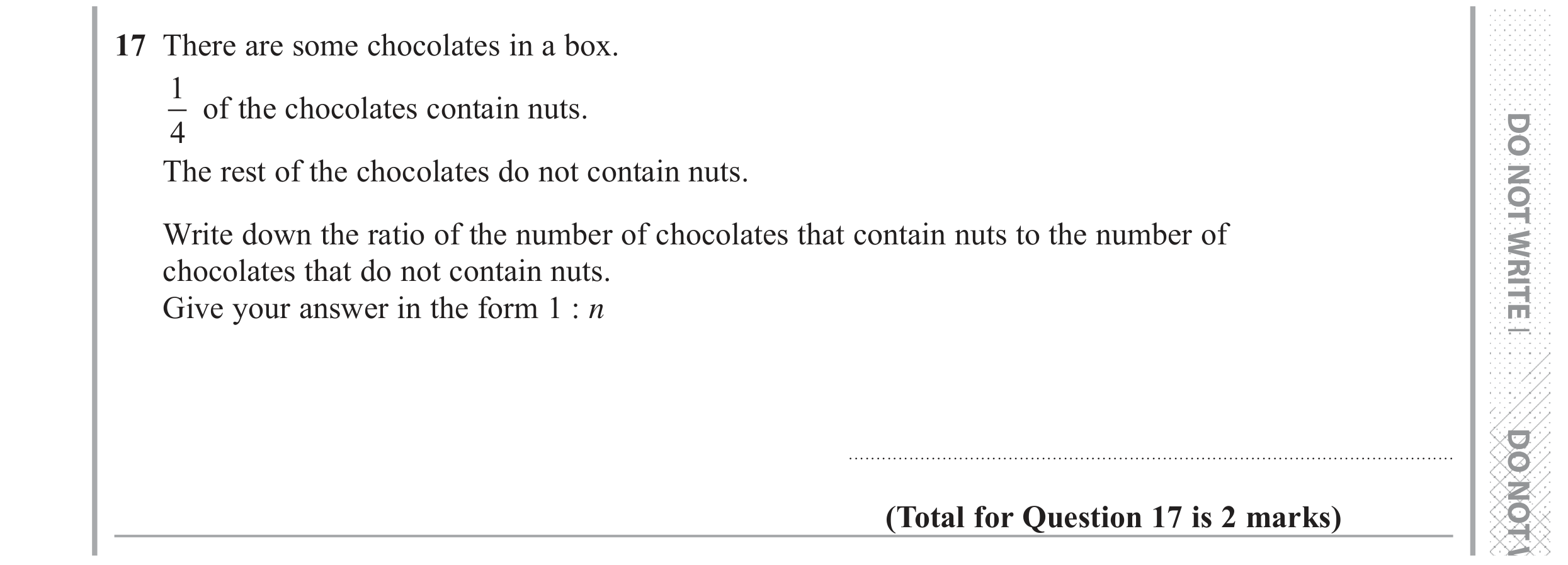 Question 17 — Ratios, Fractions — Edexcel GCSE June 2018