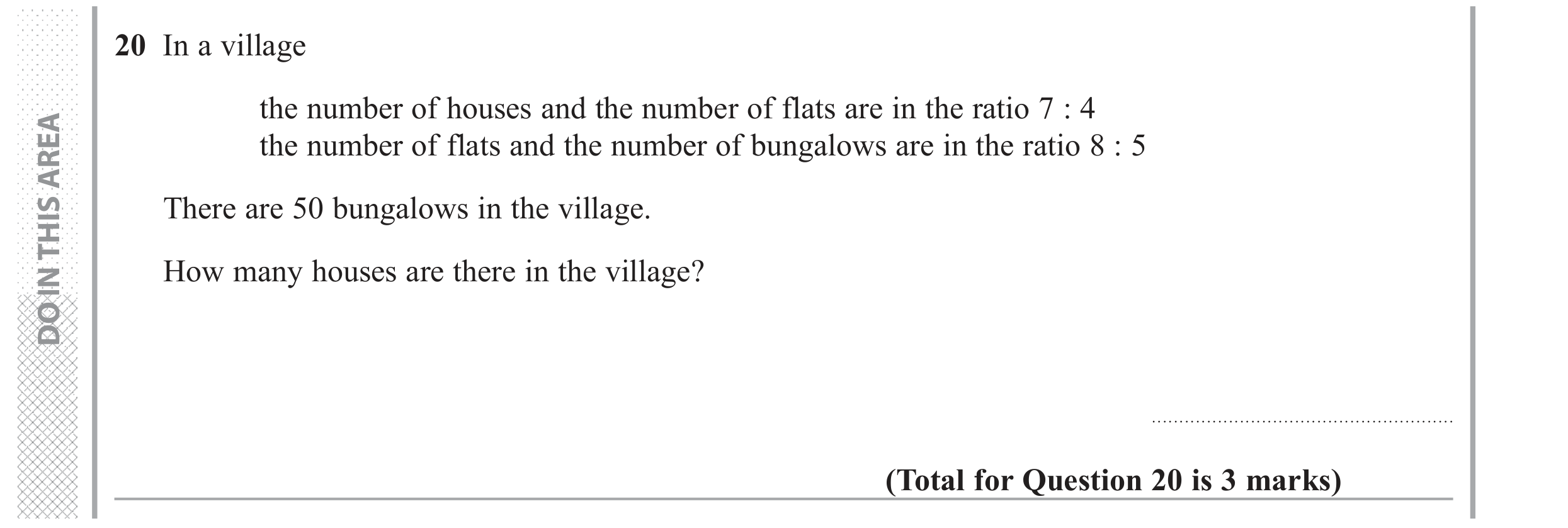 Question 20 — Ratios — Edexcel GCSE June 2018