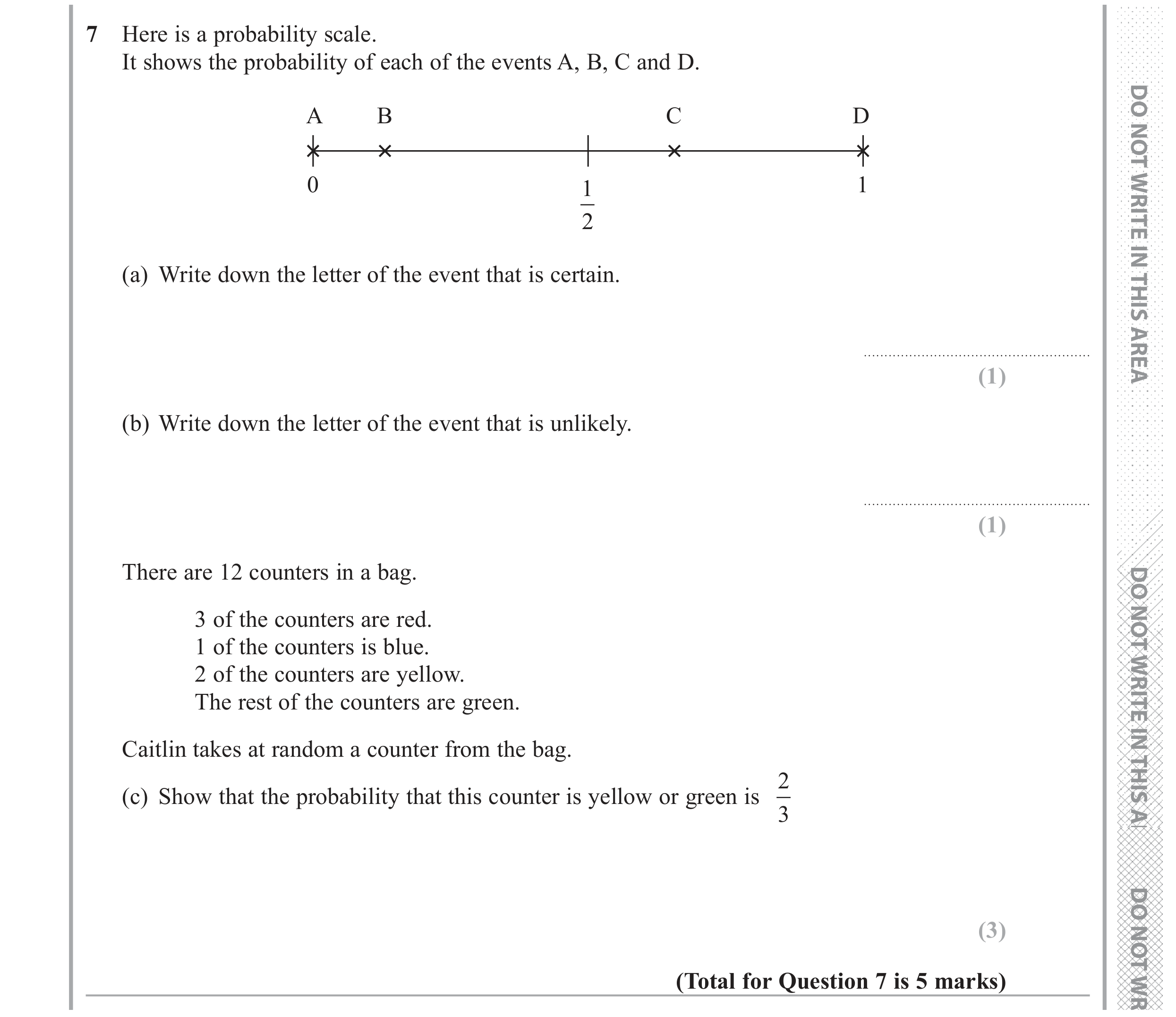 Question 7 — Probability — Edexcel GCSE June 2018