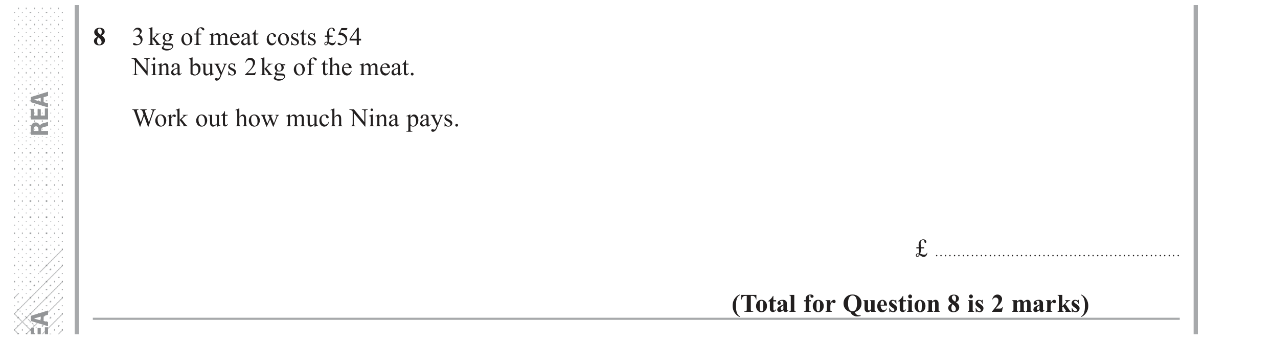 Question 8 — Money Problems — Edexcel GCSE June 2018