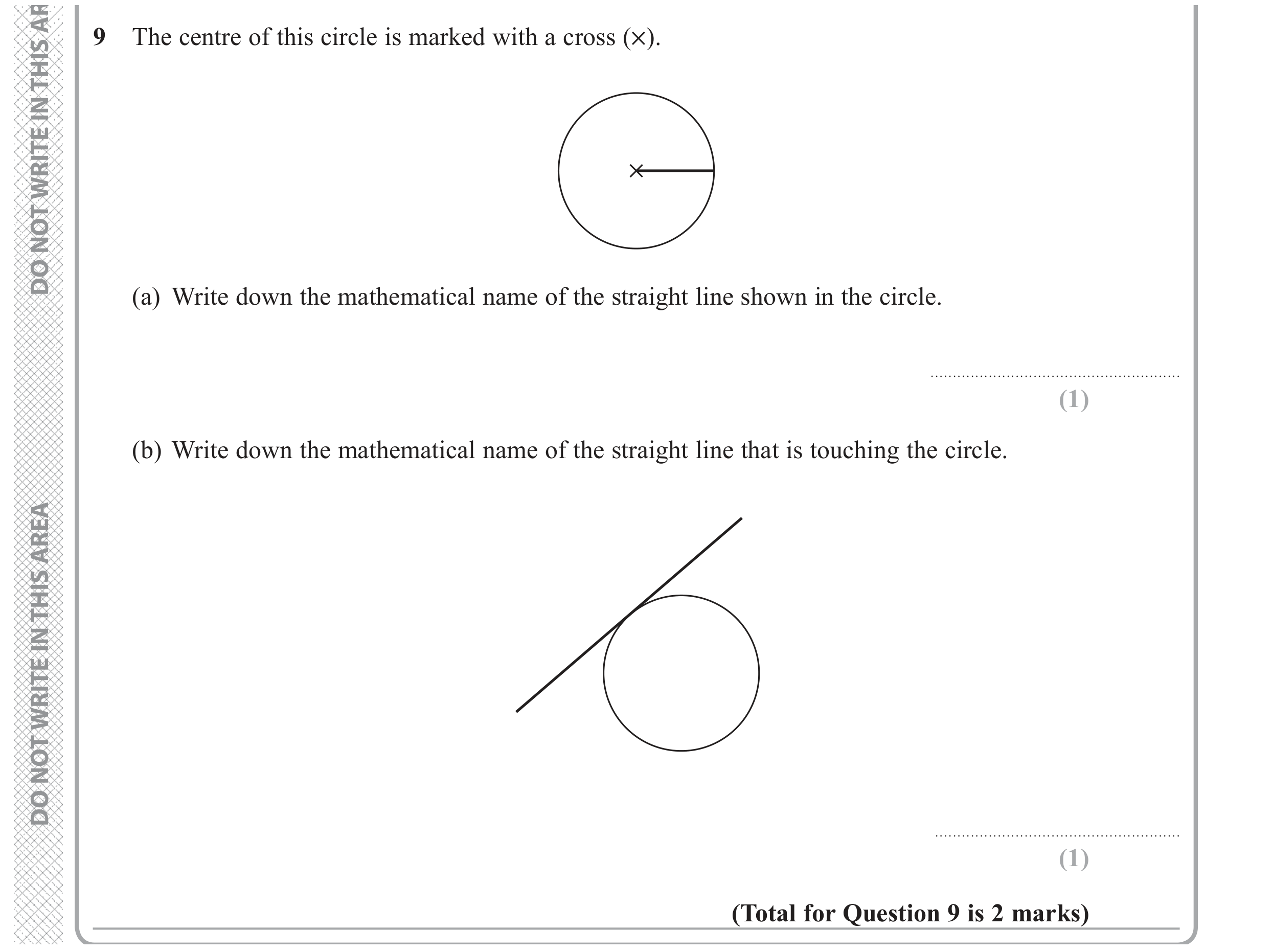 Question 9 — Circles — Edexcel GCSE June 2018