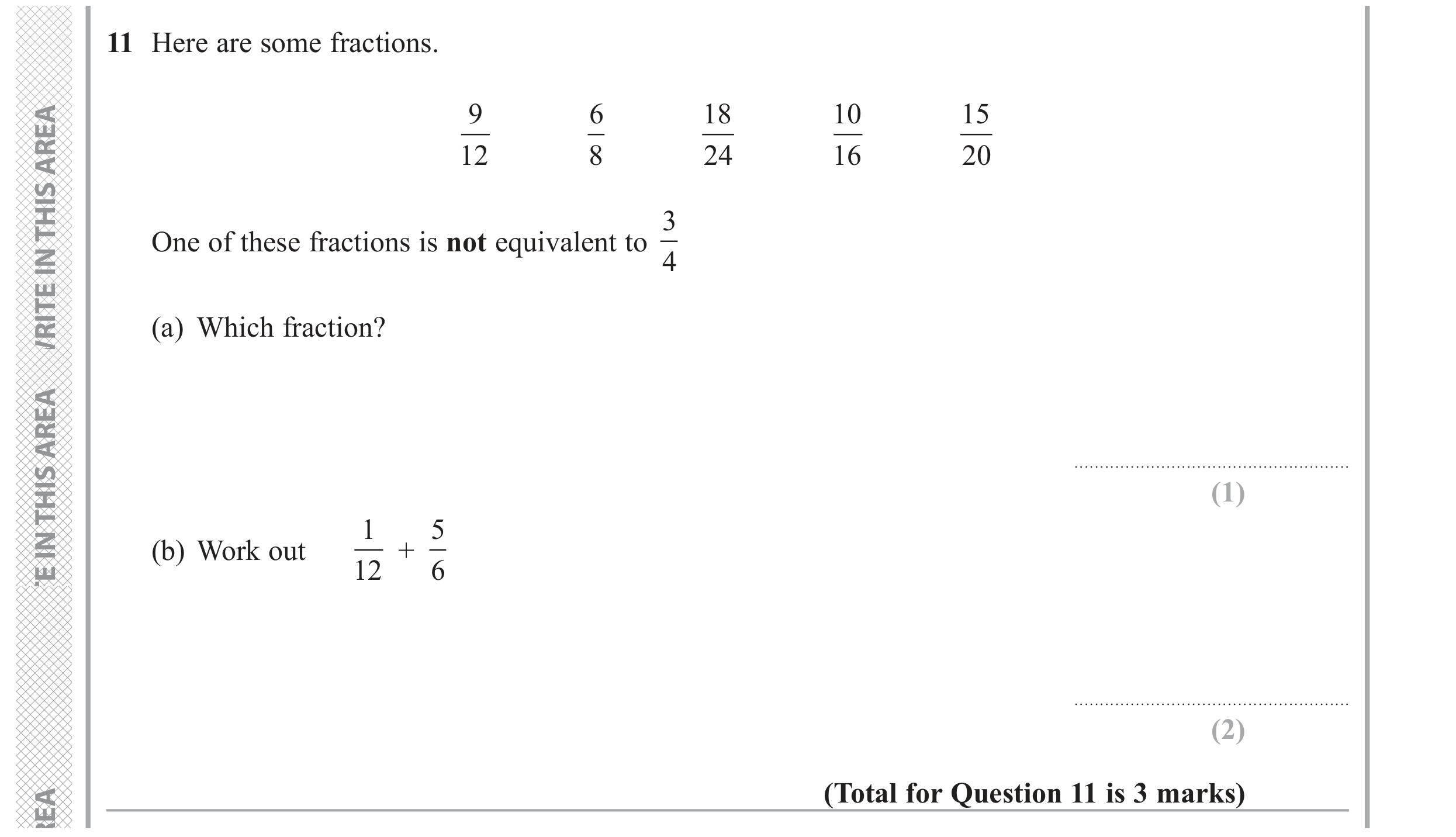 Question 11 — Fractions — Edexcel GCSE November 2018