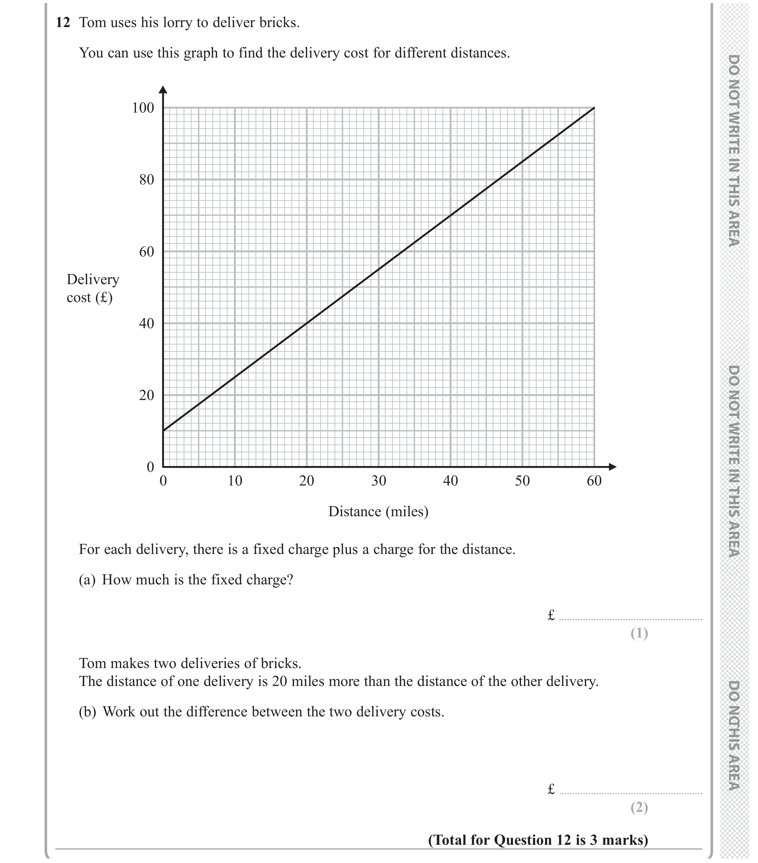 Question 12 — Interpreting Graphs — Edexcel GCSE November 2018