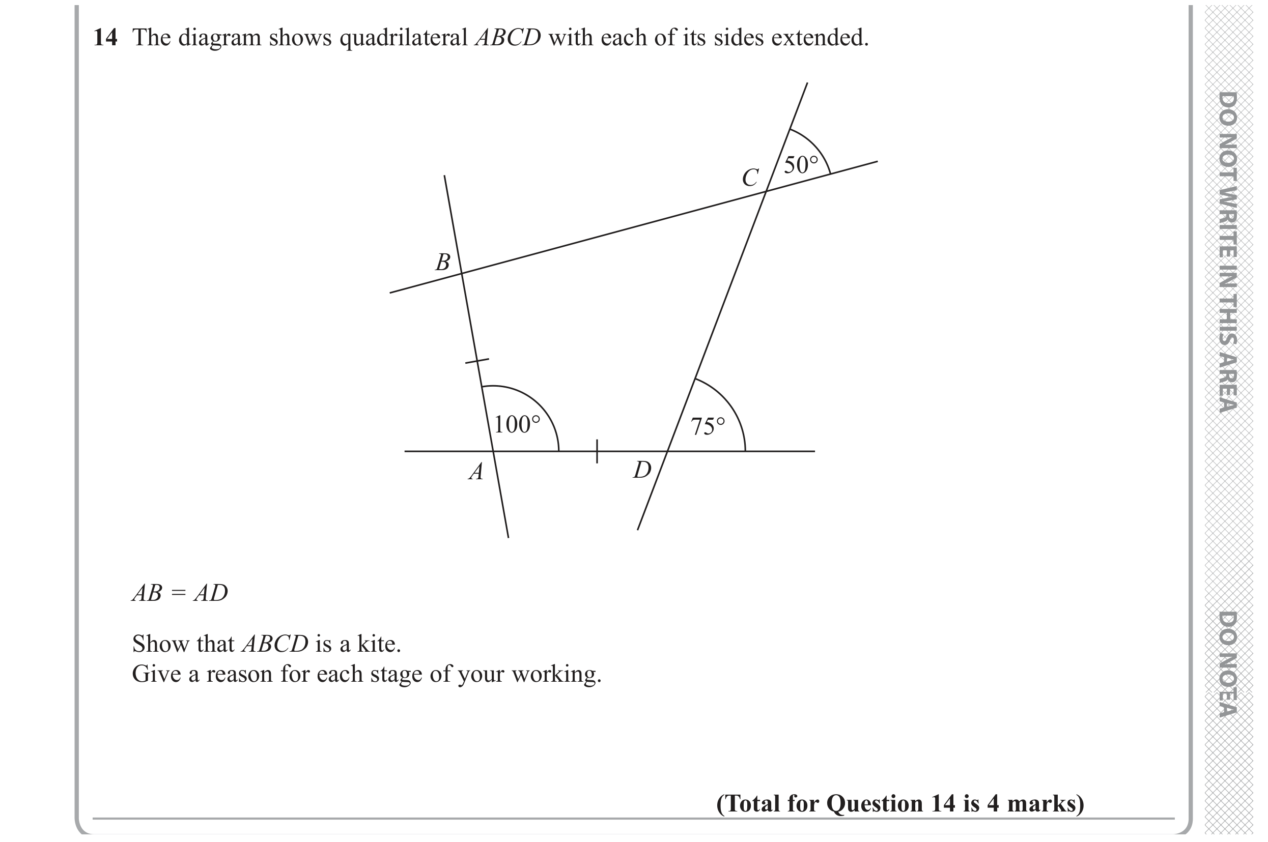 Question 14 — Angles — Edexcel GCSE November 2018