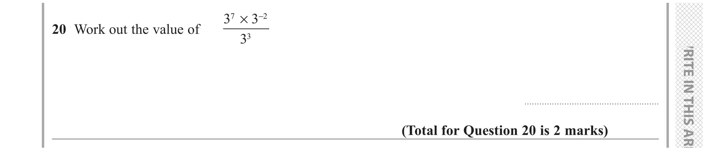 Question 20 — Powers — Edexcel GCSE November 2018
