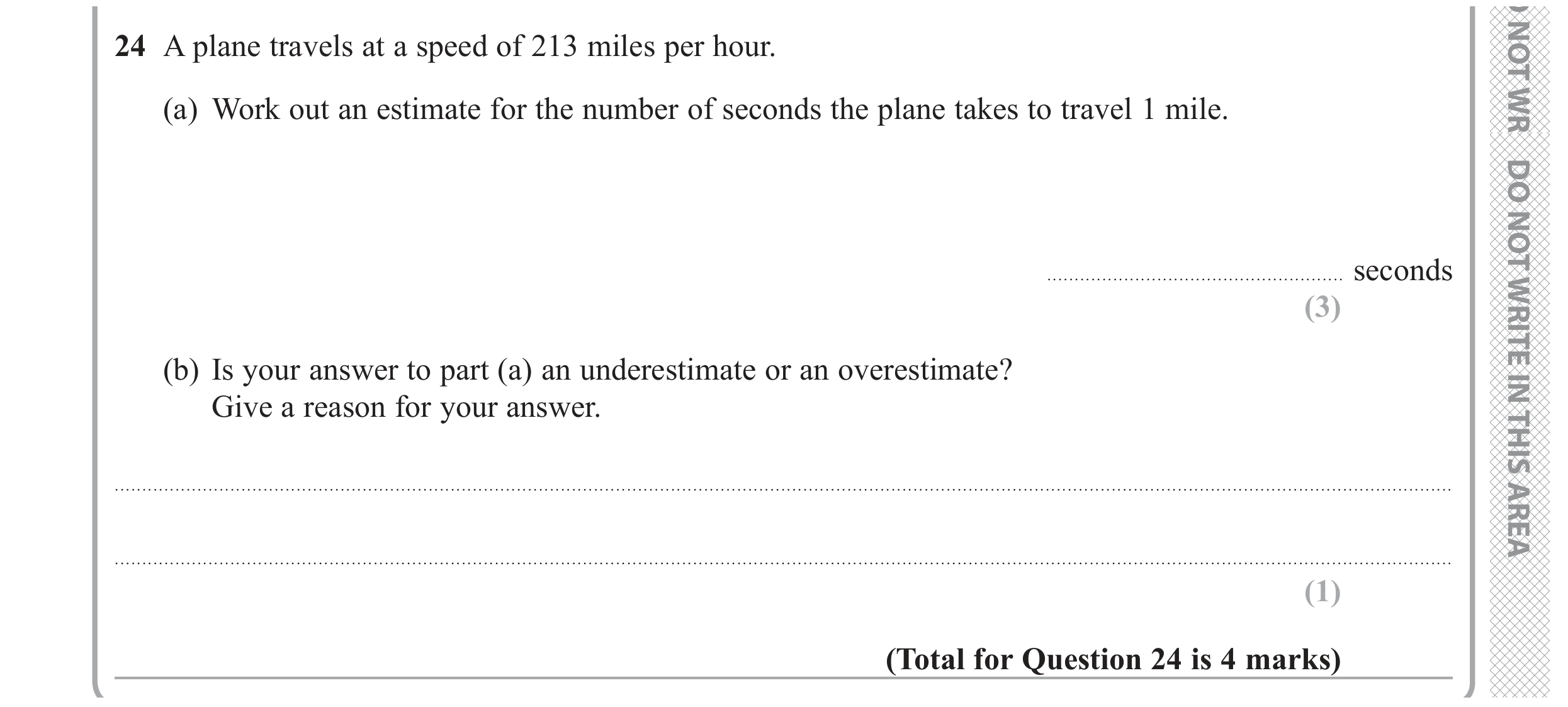 Question 24 — Speed/Distance/Time/Density/Pressure, Estimations — Edexcel GCSE November 2018