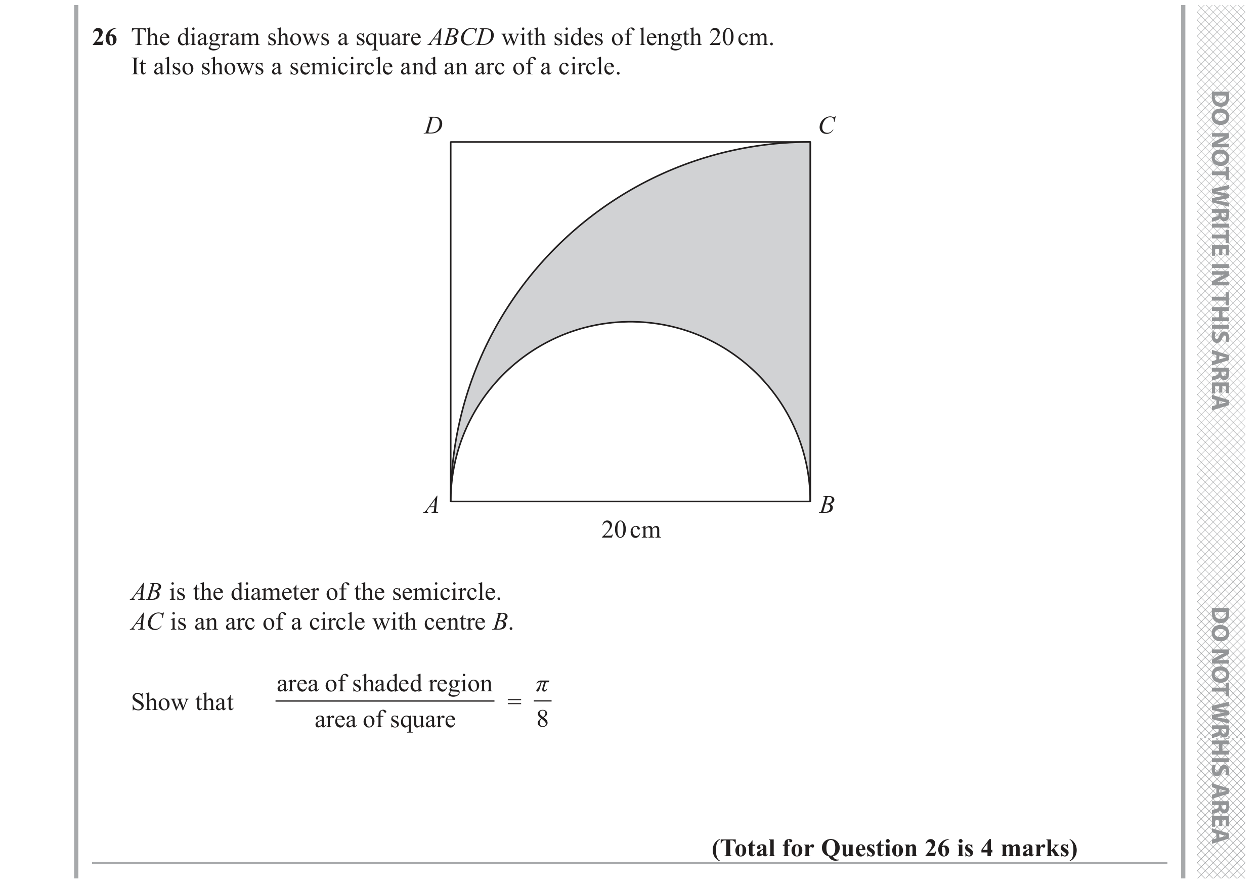 Question 26 — Circles, Perimeter and Area — Edexcel GCSE November 2018