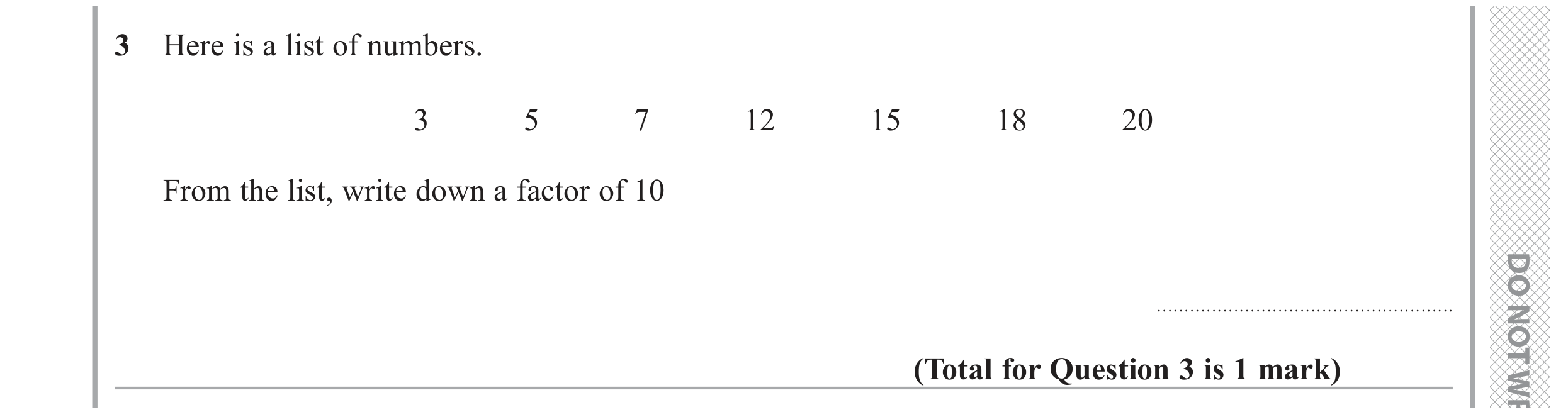 Question 3 — Numbers — Edexcel GCSE November 2018