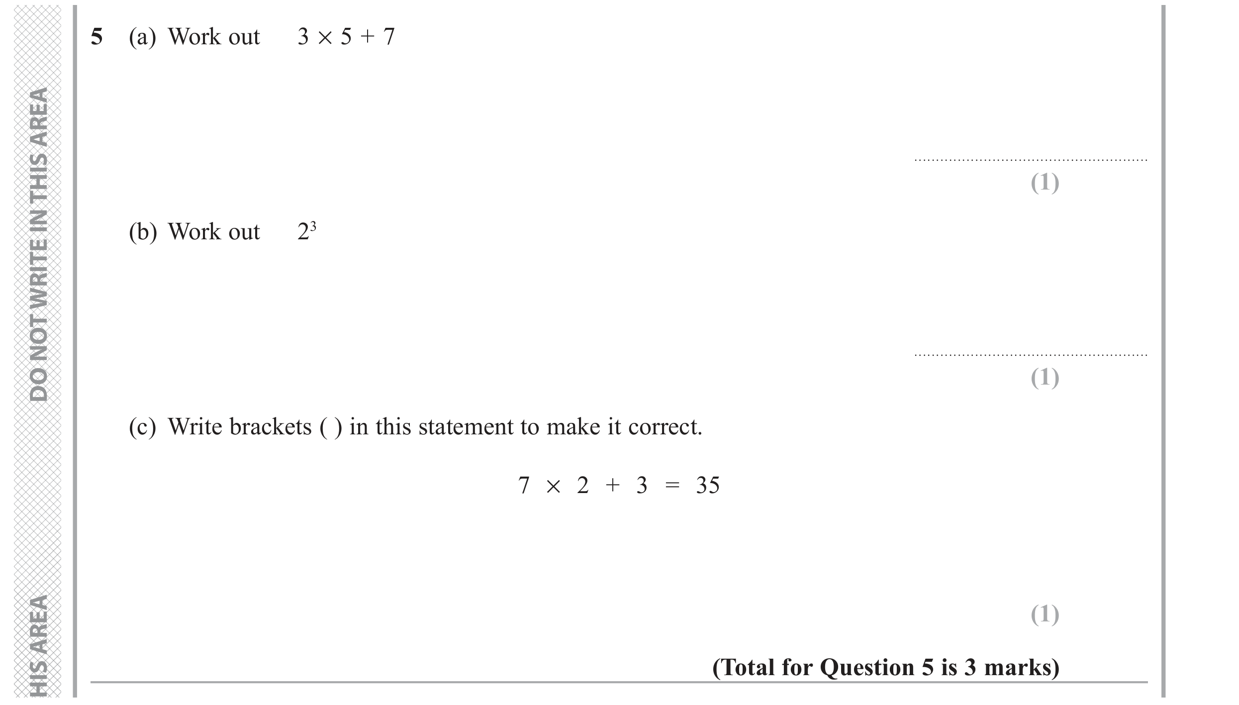 Question 5 — Numbers, Powers — Edexcel GCSE November 2018
