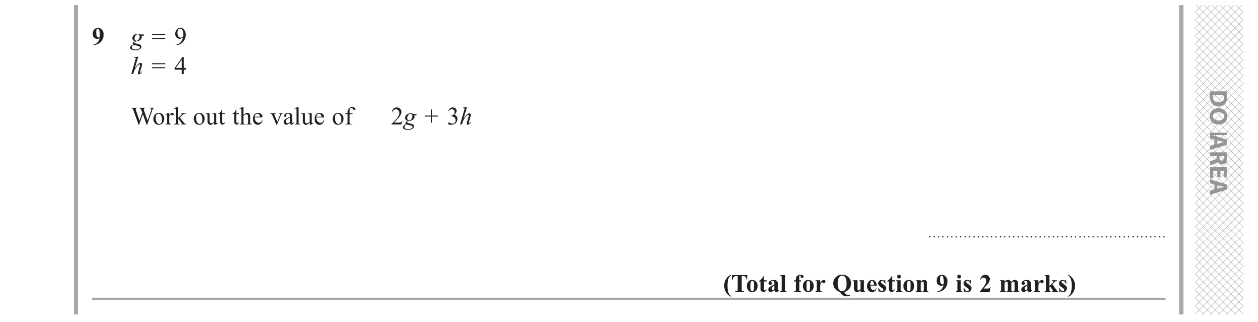 Question 9 — Formulae — Edexcel GCSE November 2018