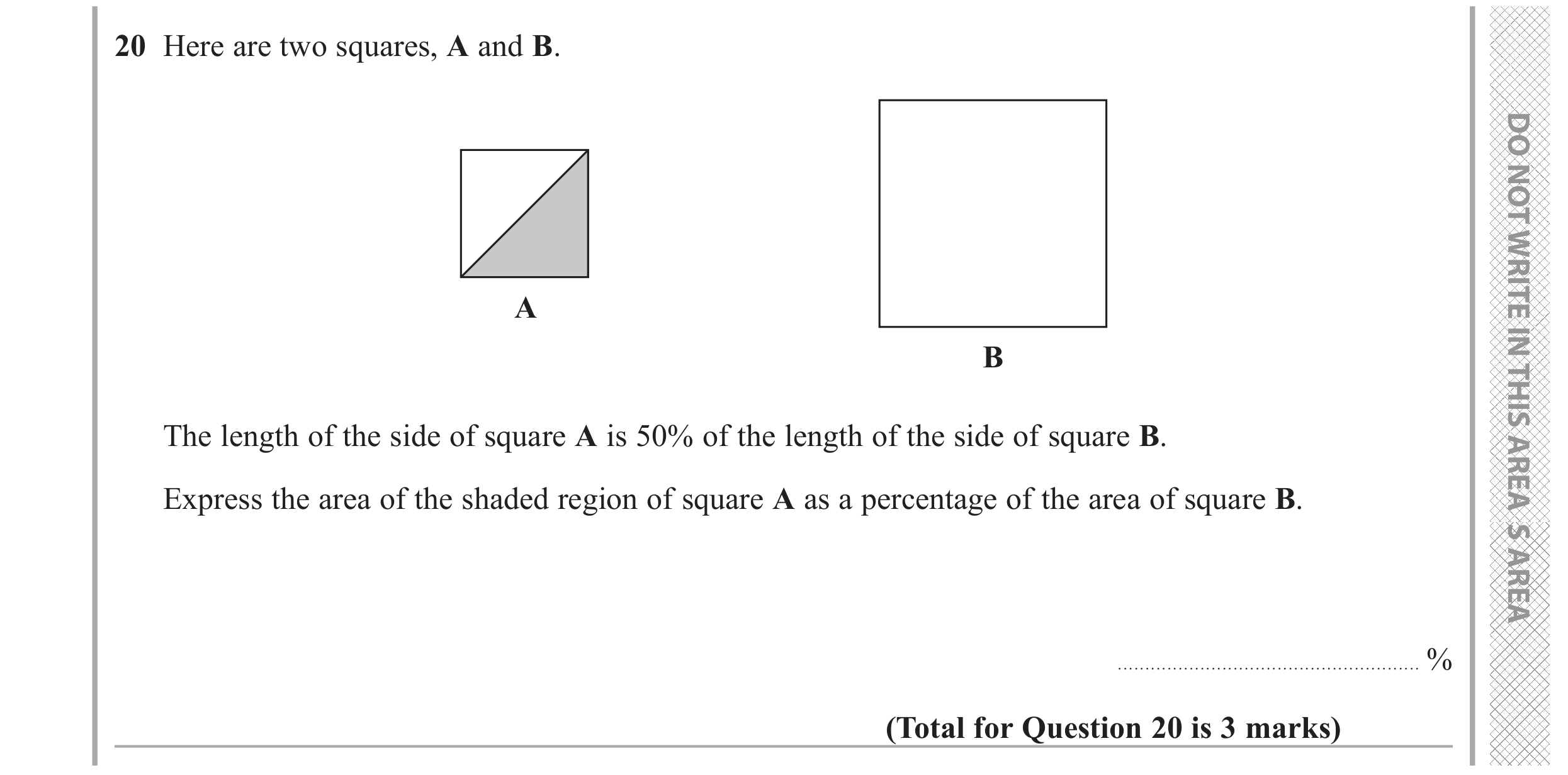 Question 20 — Perimeter and Area, Percentages — Edexcel GCSE June 2019