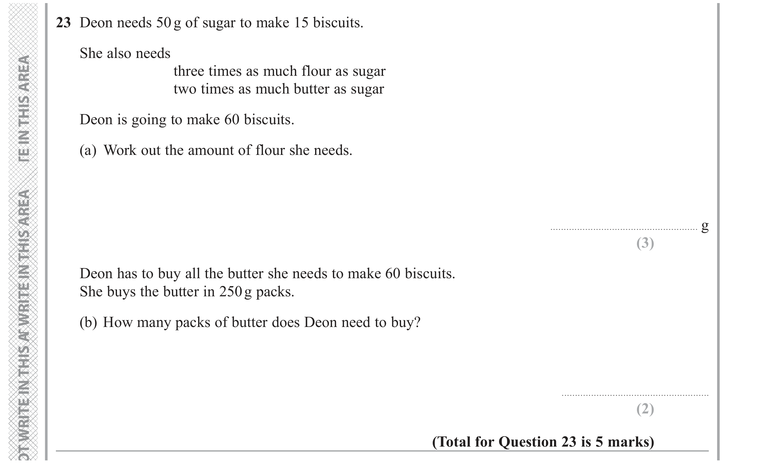 Question 23 — Recipes — Edexcel GCSE June 2019