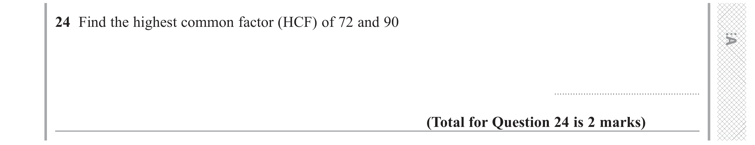Question 24 — HCF and LCM — Edexcel GCSE June 2019