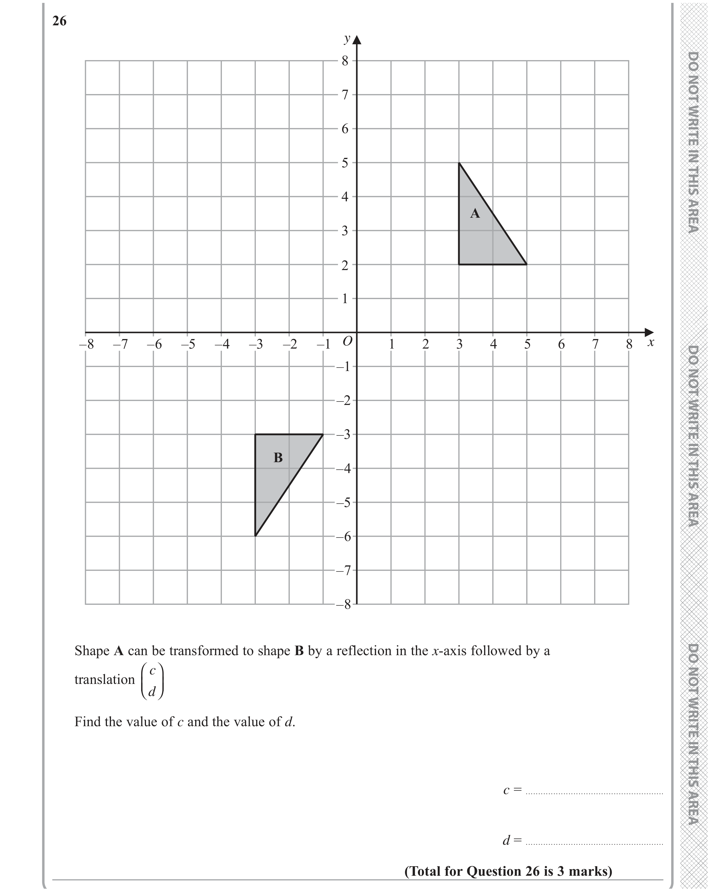 Question 26 — Rotations/Reflections/Translations/Enlargements — Edexcel GCSE June 2019