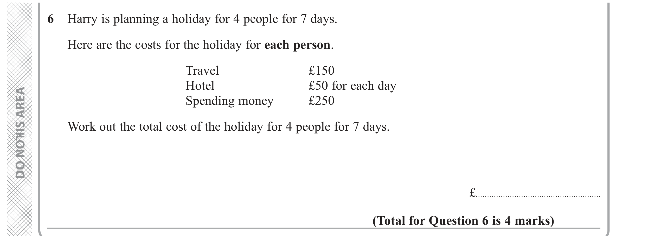 Question 6 — Money Problems — Edexcel GCSE June 2019