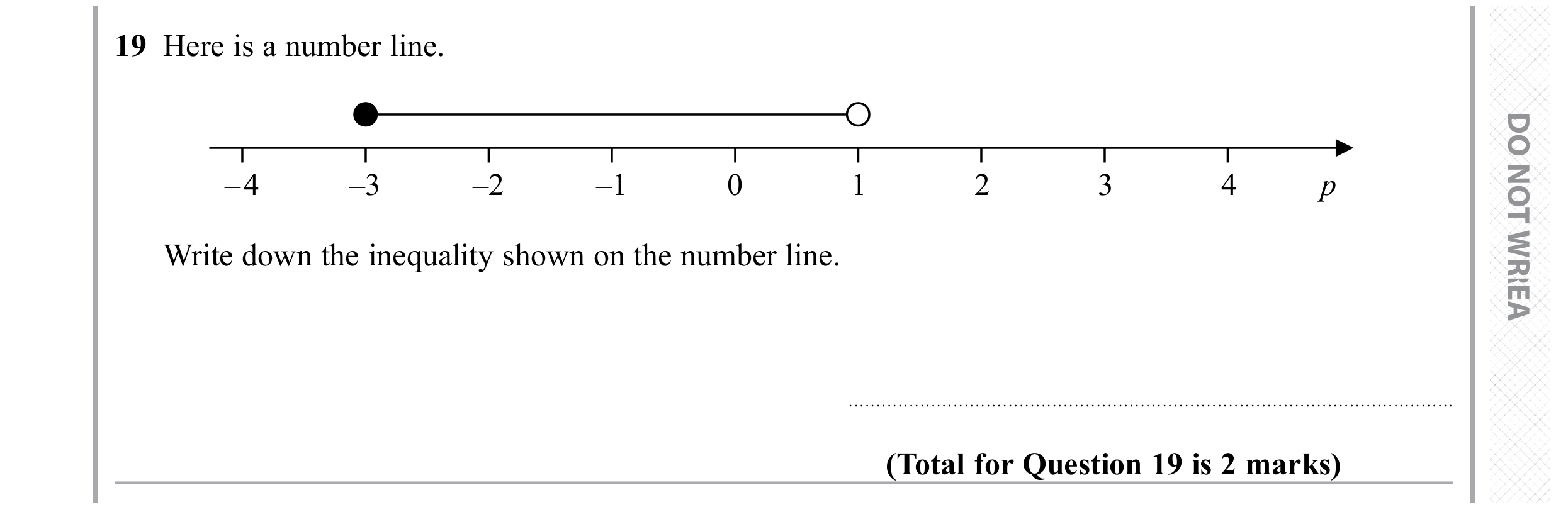 Question 19 — Inequalities — Edexcel GCSE November 2019