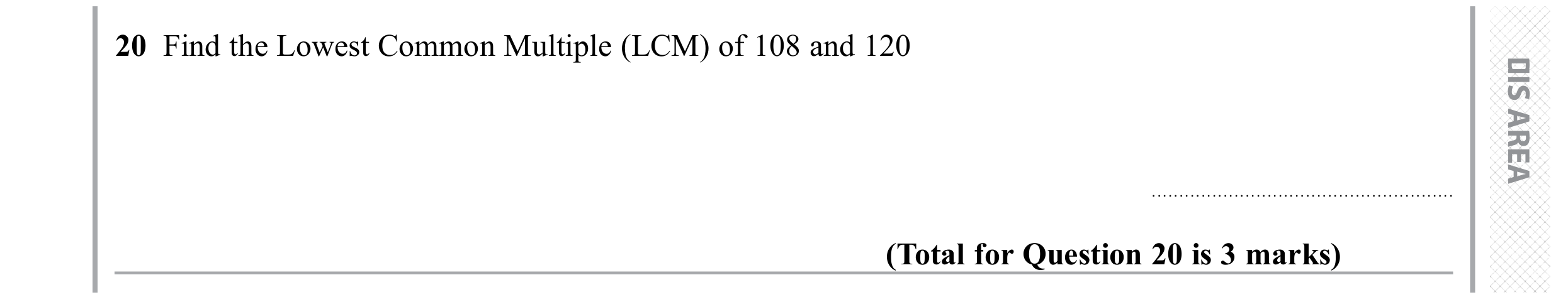 Question 20 — HCF and LCM — Edexcel GCSE November 2019