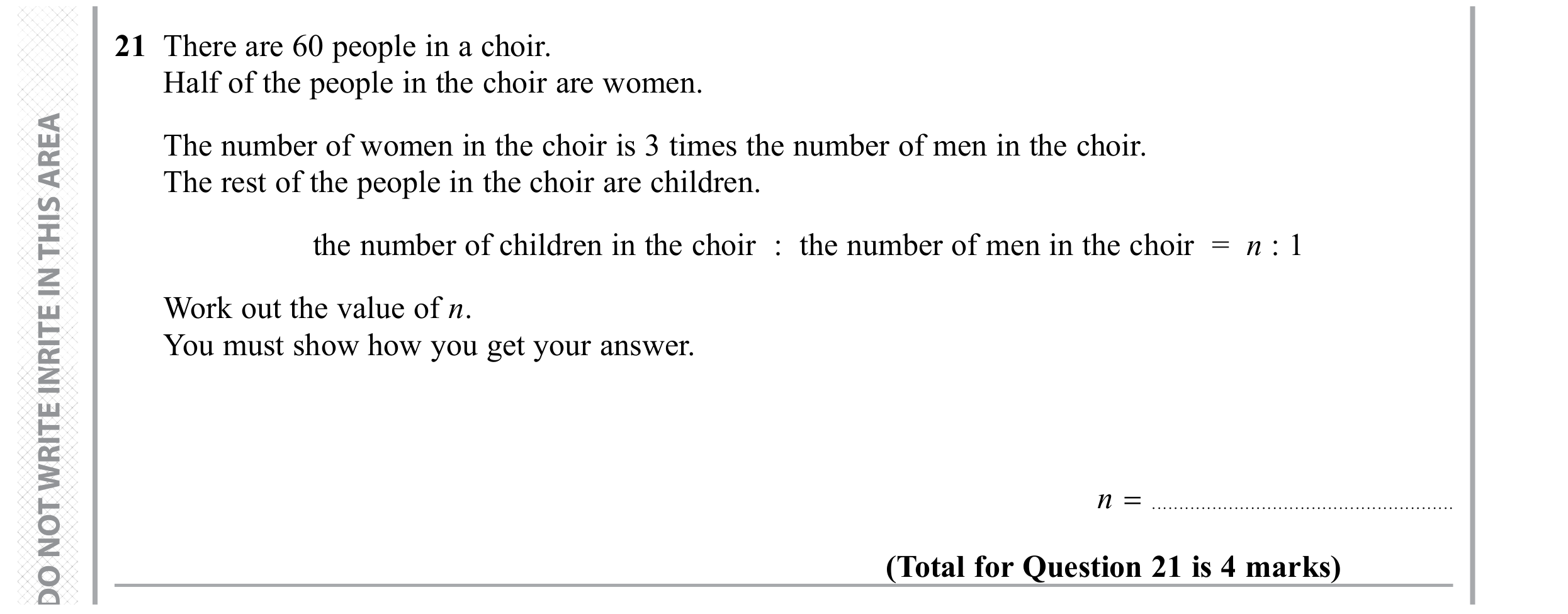 Question 21 — Ratios — Edexcel GCSE November 2019