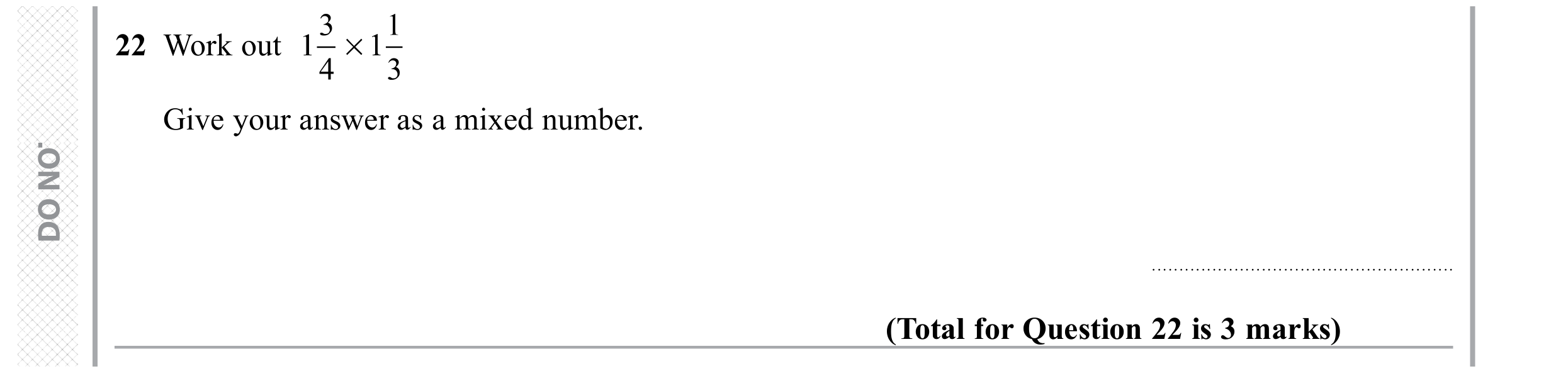Question 22 — Fractions — Edexcel GCSE November 2019