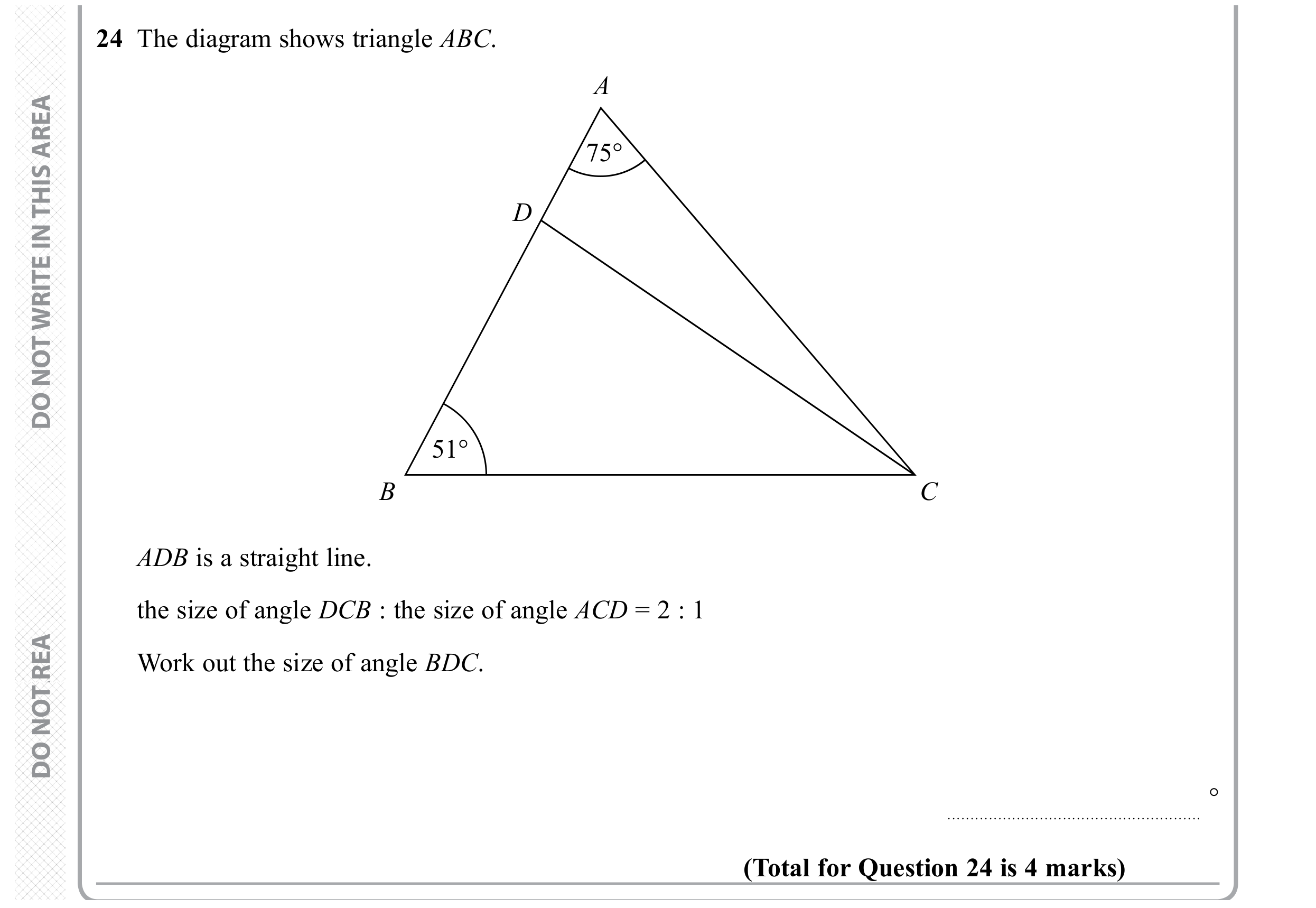 Question 24 — Angles, Ratios — Edexcel GCSE November 2019