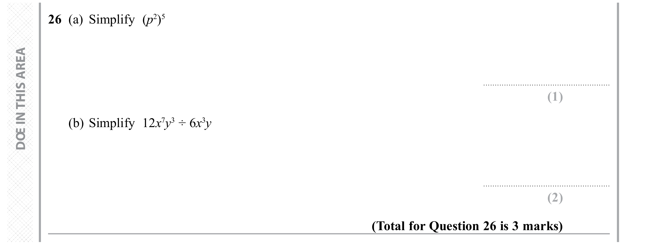 Question 26 — Powers — Edexcel GCSE November 2019