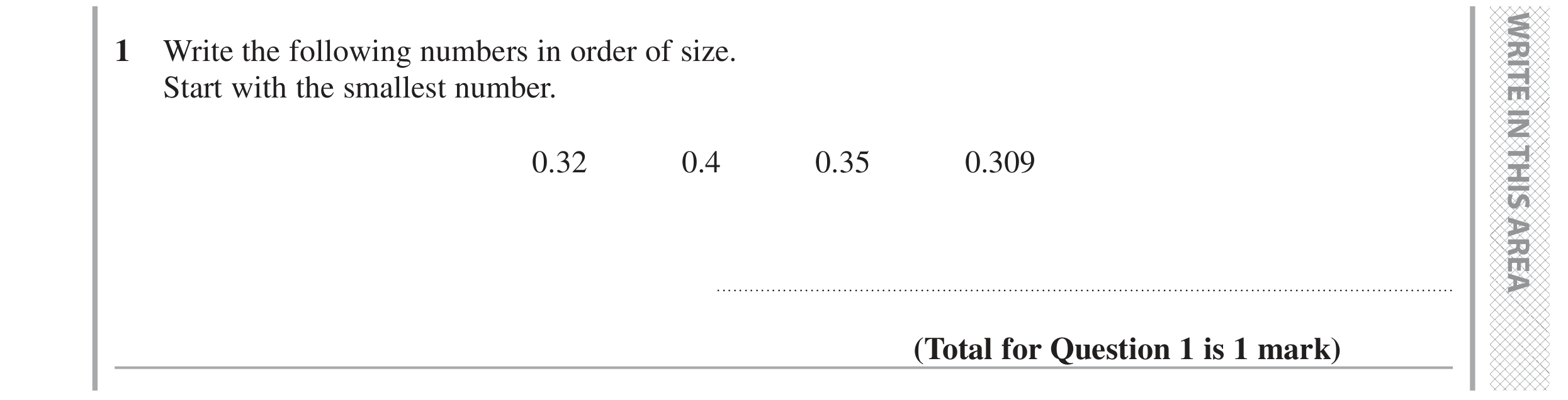 Question 1 — Decimals — Edexcel GCSE November 2020