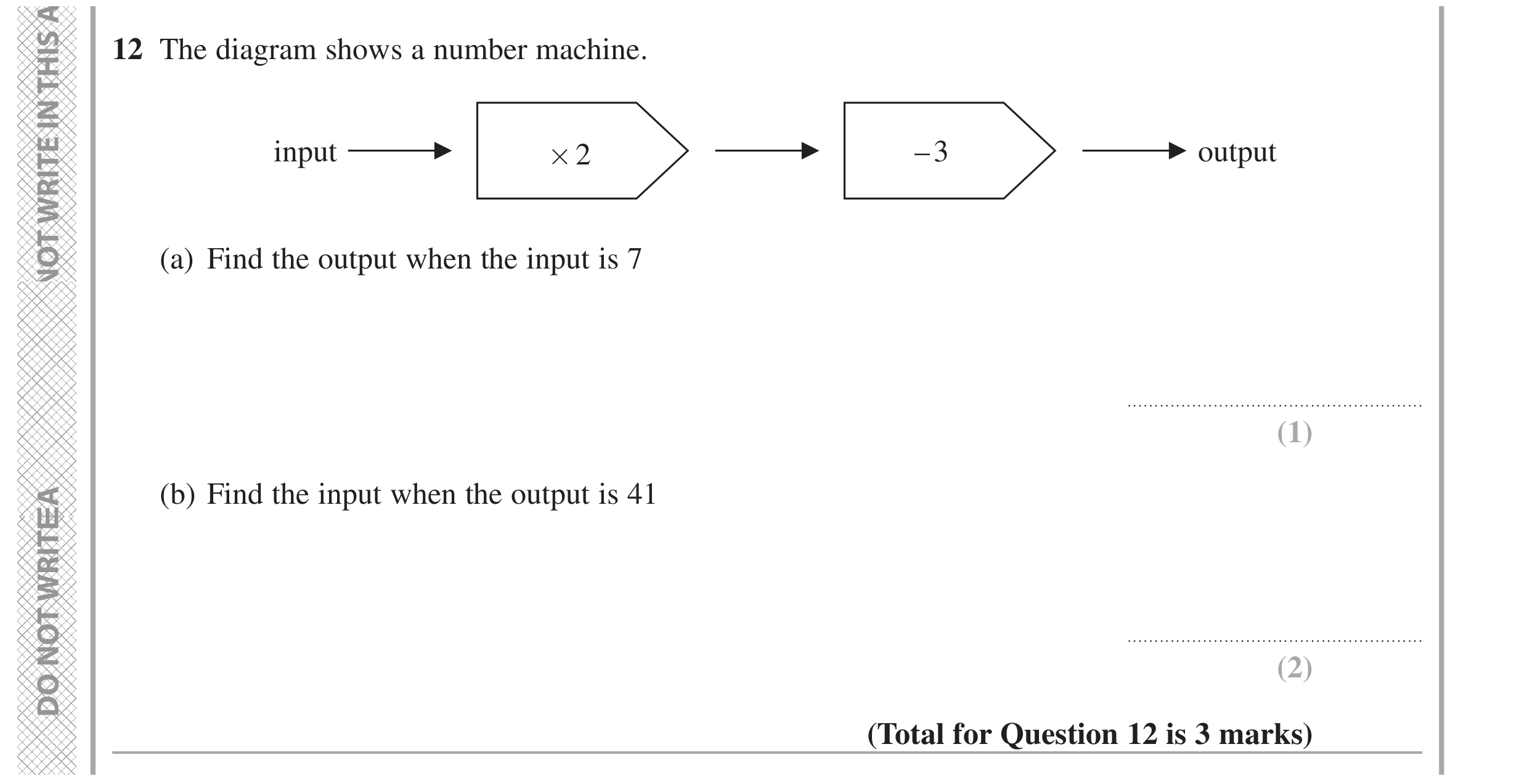 Question 12 — Function — Edexcel GCSE November 2020