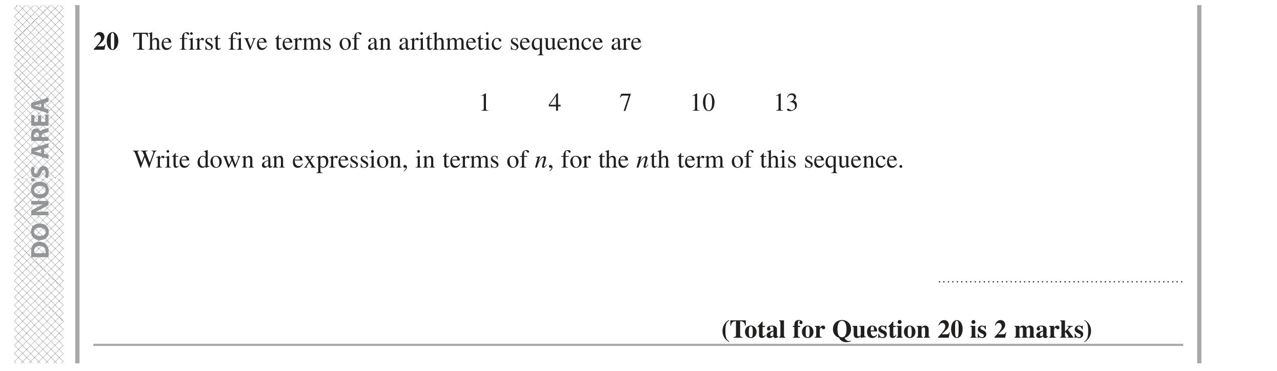 Question 20 — Sequences — Edexcel GCSE November 2020