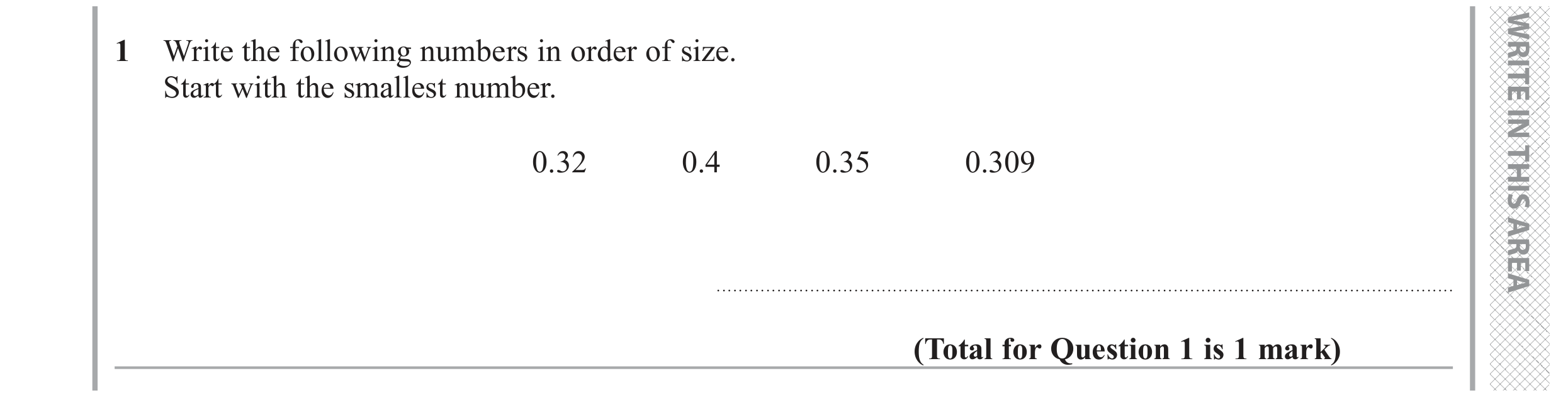 Question 1 — Decimals — Edexcel GCSE November 2020 (2)
