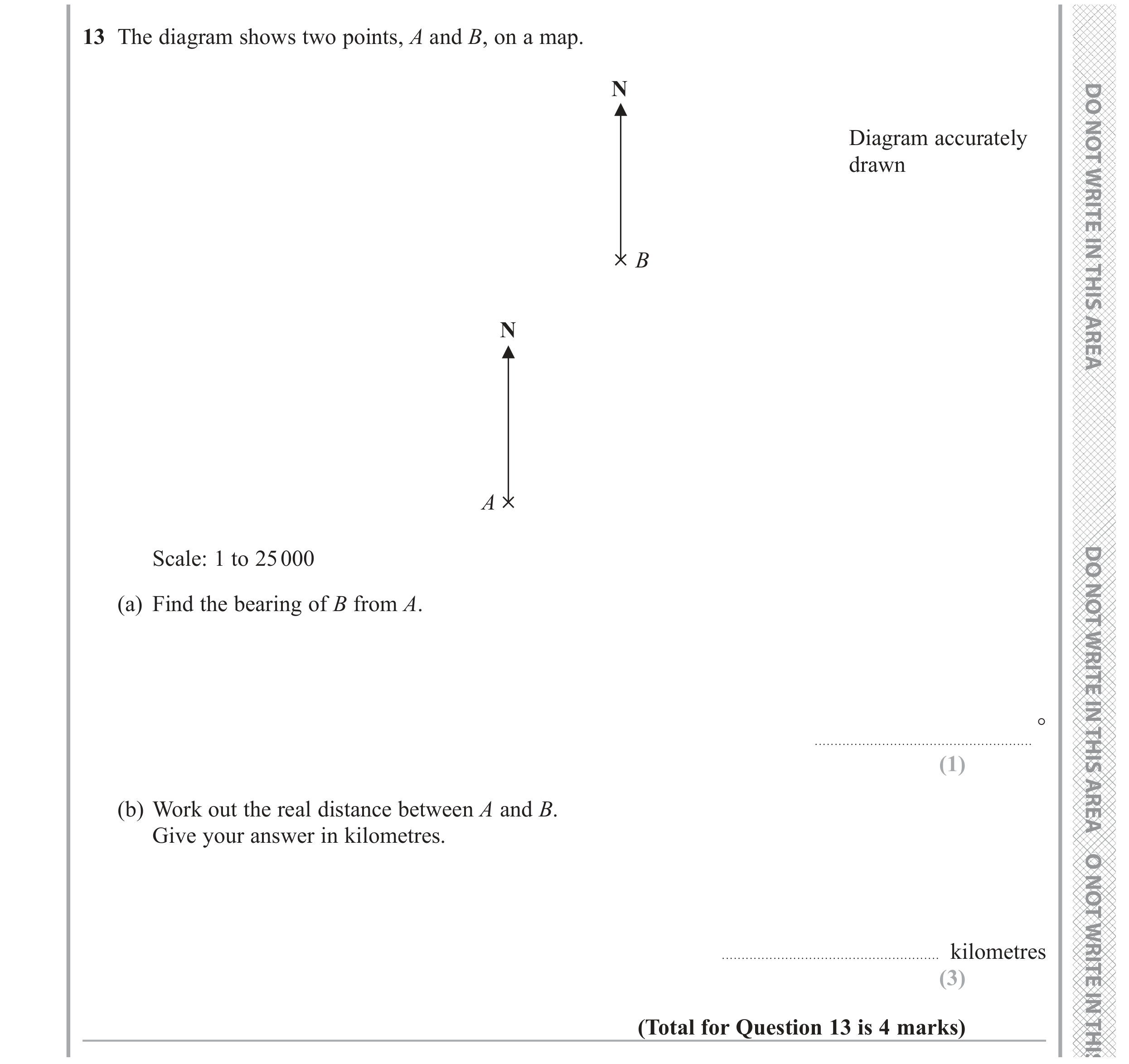 Question 13 — Maps, Bearings — Edexcel GCSE November 2020 (2)