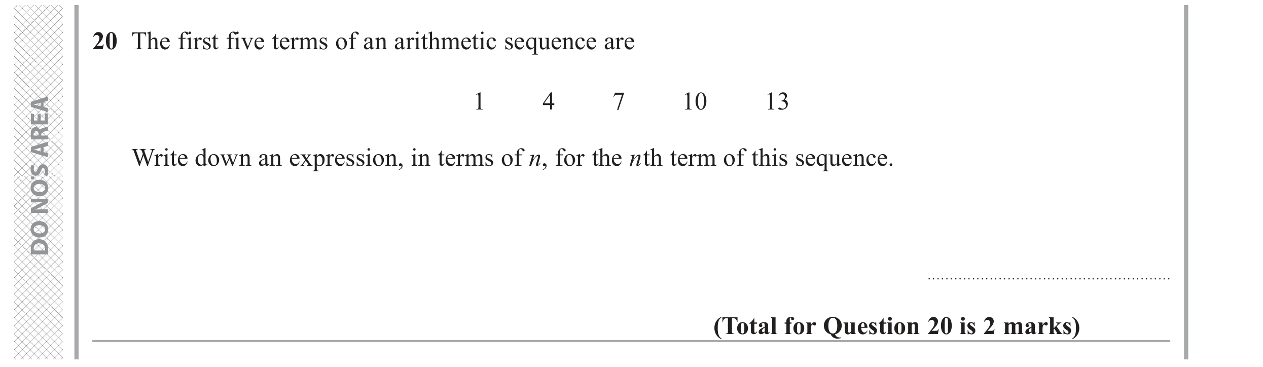 Question 20 — Sequences — Edexcel GCSE November 2020 (2)